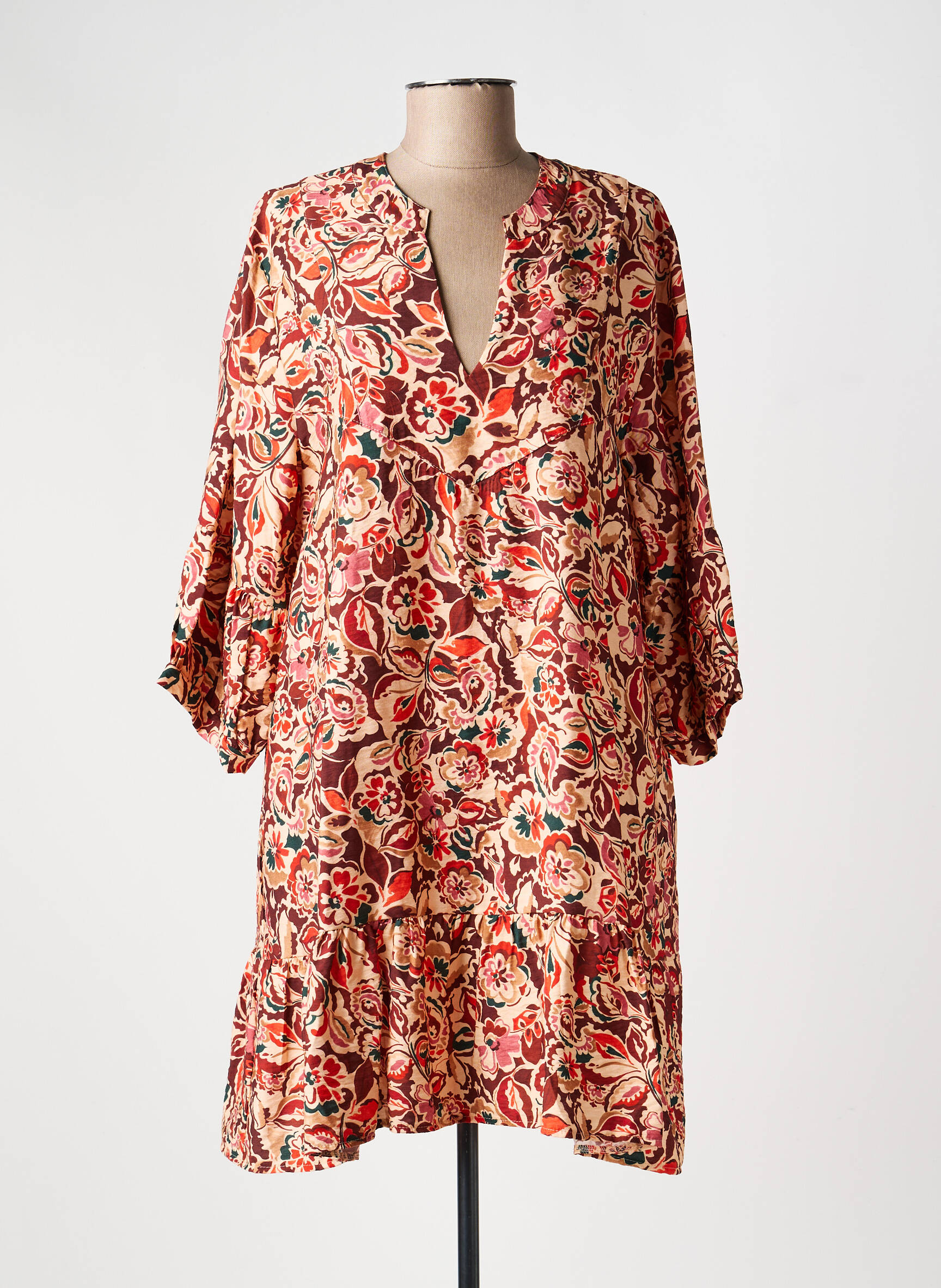 Rochie scurtă mâneci 3/4 mâneci 3/4 roșu PAKO LITTO femeie