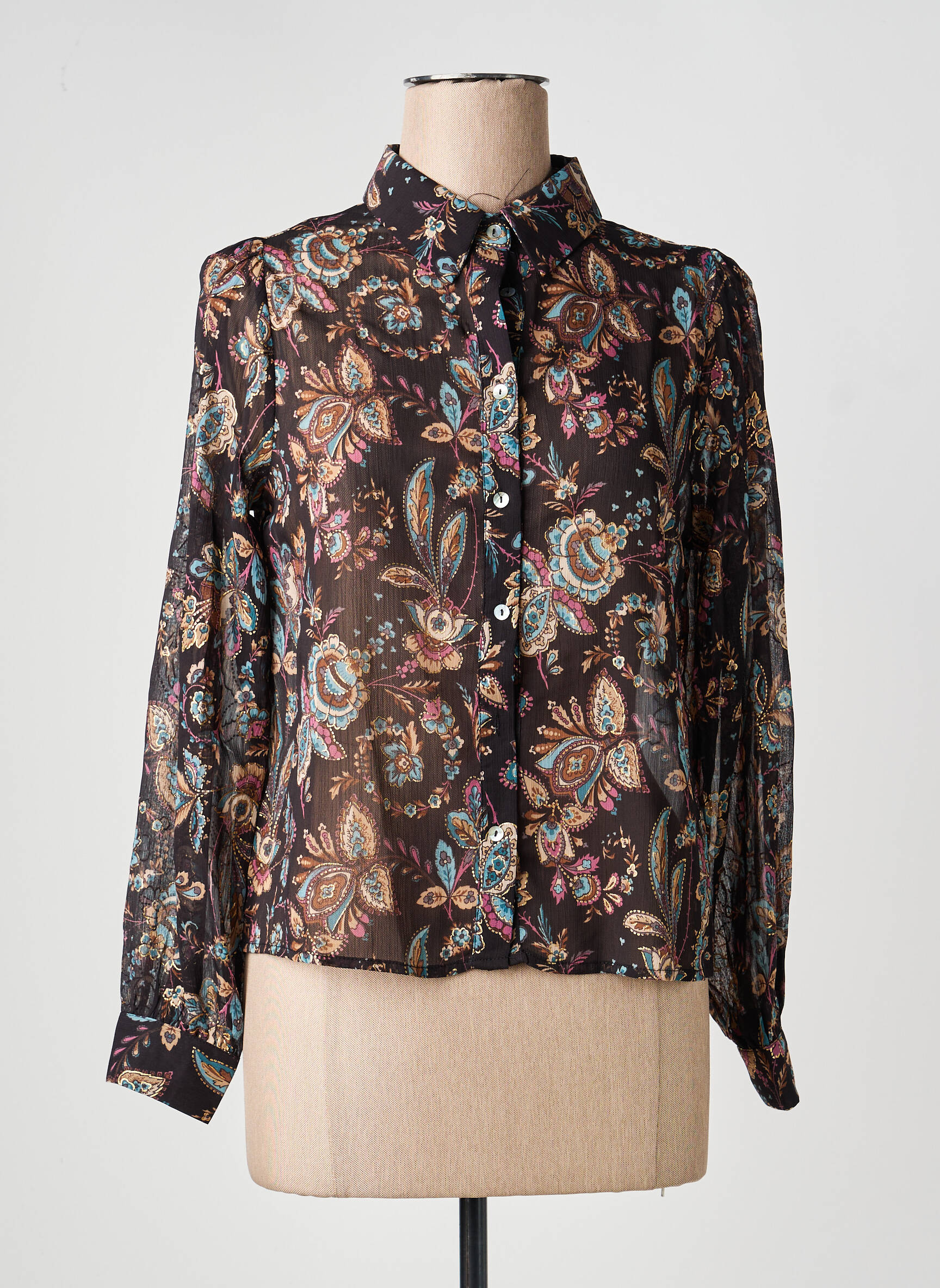 Cămașă imprimeu floral mâneci lungi negru MOLLY BRACKEN femeie