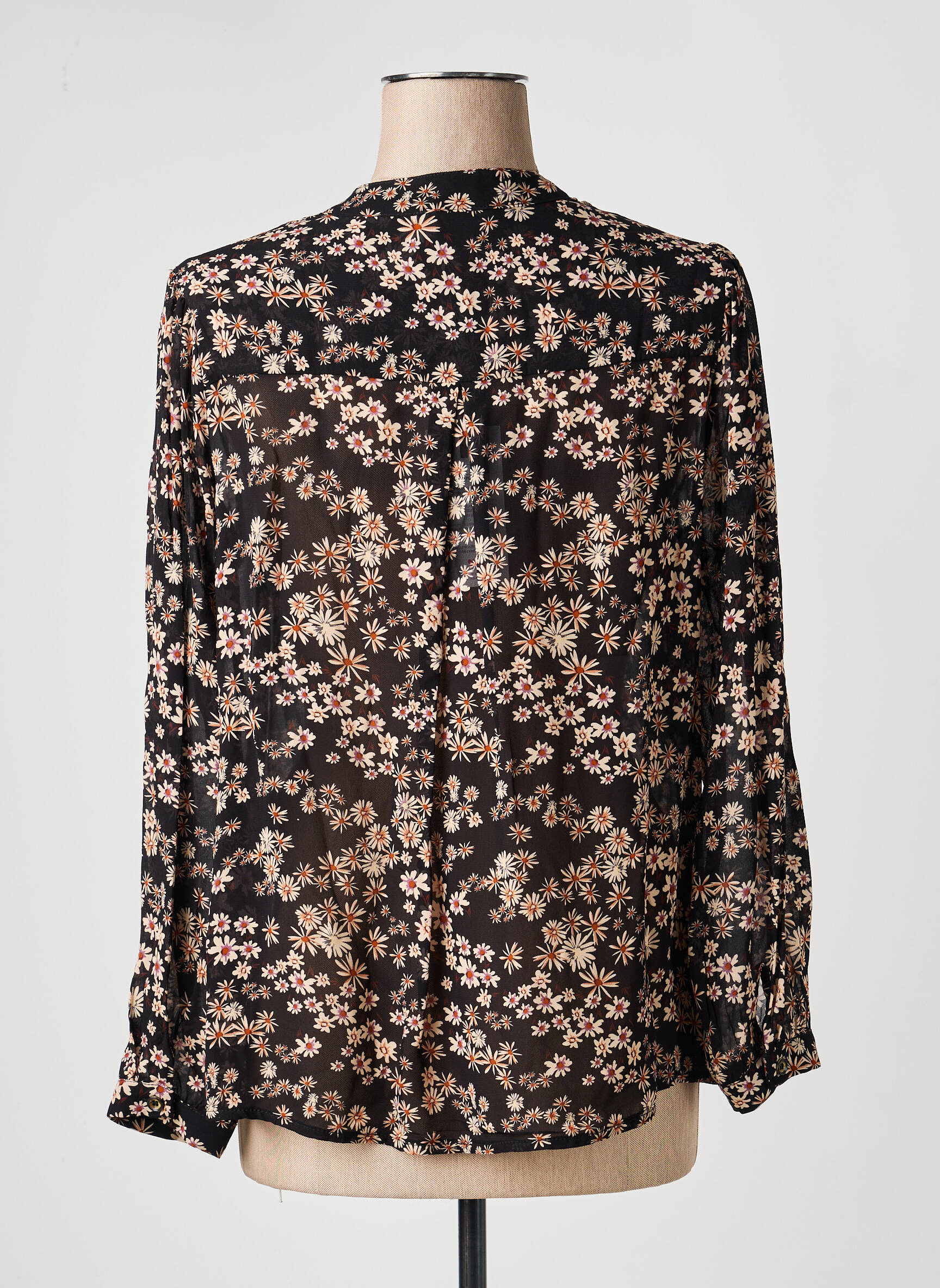 Cămașă imprimeu floral mâneci lungi negru PAKO LITTO femeie