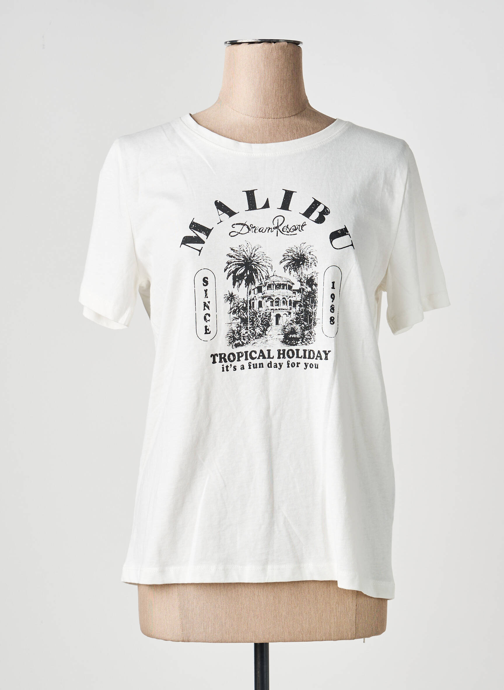 Tricou elasticitate mâneci scurte alb B.YOUNG femeie
