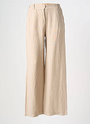 Pantalon drept talie elastică bej PAKO LITTO femeie