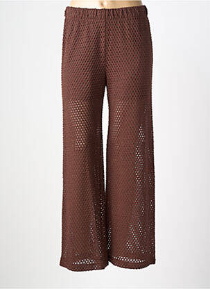 Pantalon drept talie elastică maro BANDITAS FROM MARSEILLE femeie
