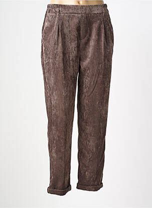 Pantalon drept talie elastică maro PAKO LITTO femeie
