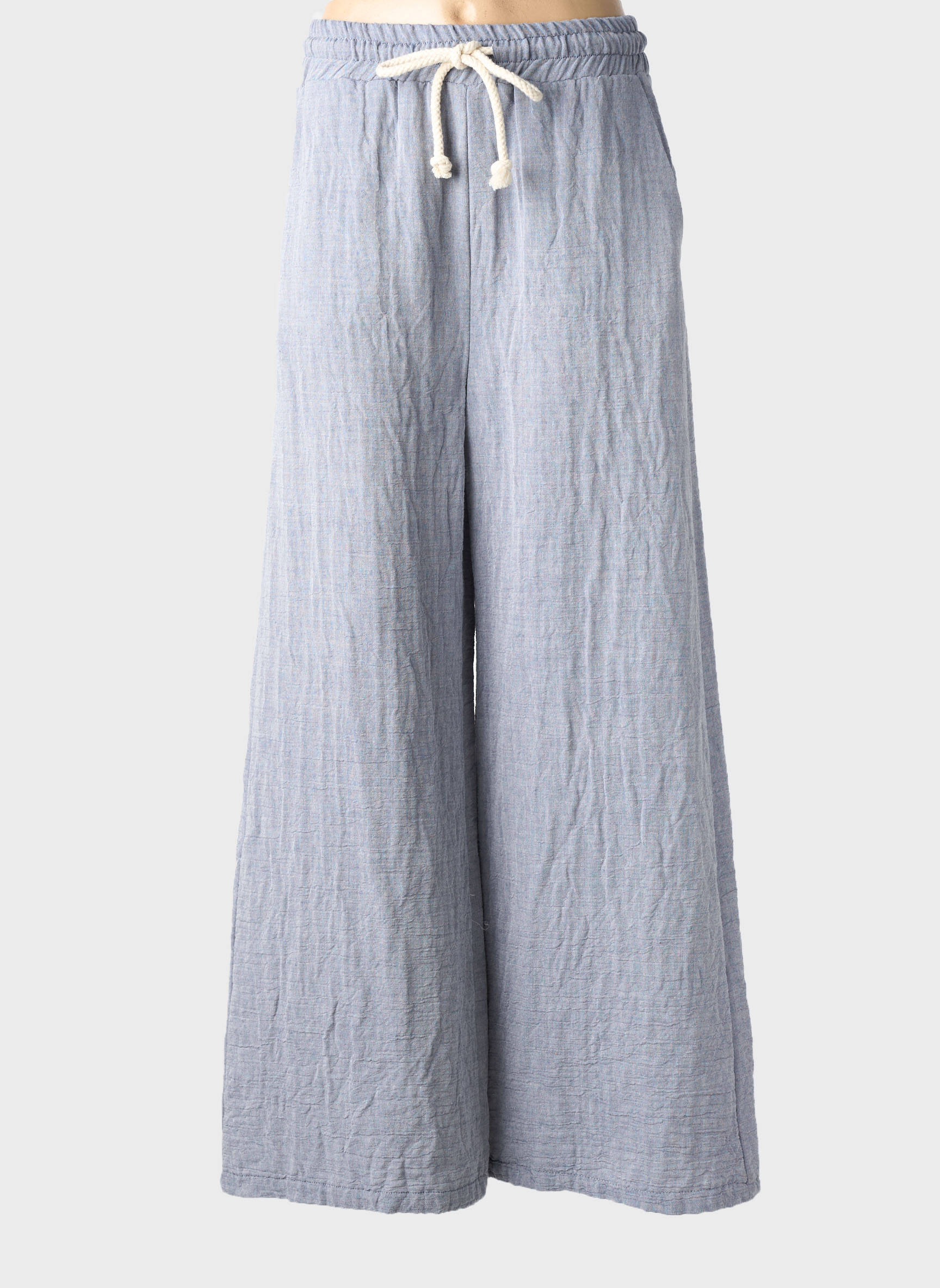 Pantalon evazat talie elastică gri BANDITAS FROM MARSEILLE femeie