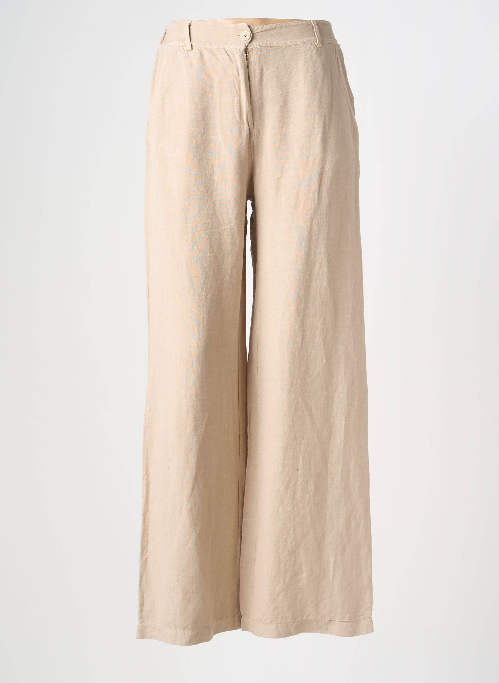 Pantalon drept talie elastică bej PAKO LITTO femeie