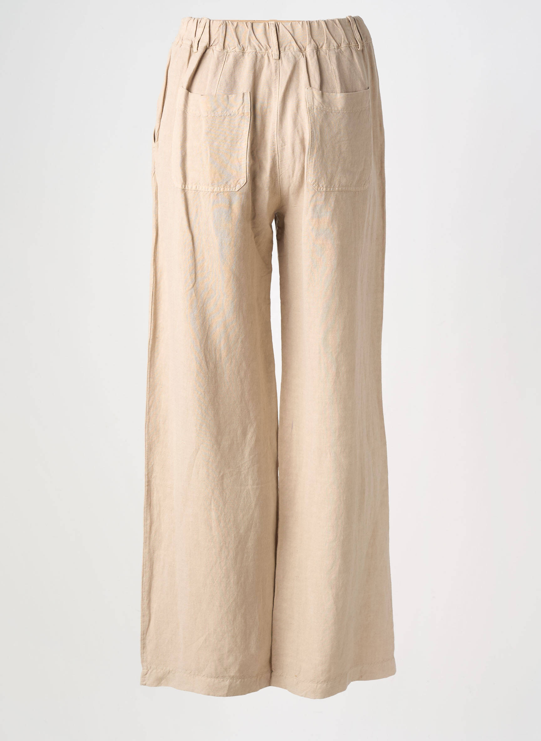 Pantalon drept talie elastică bej PAKO LITTO femeie