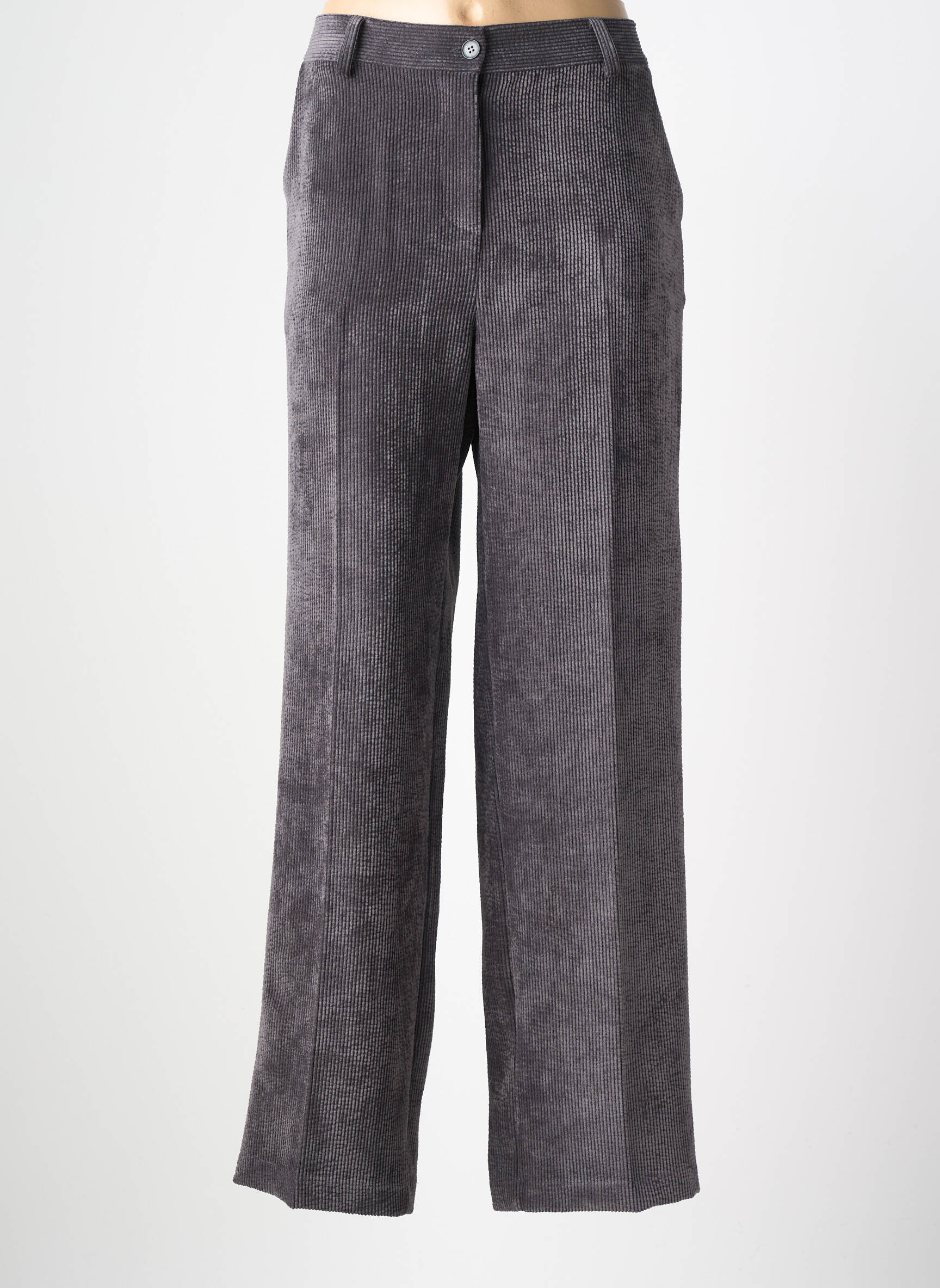 Pantalon drept închidere cu fermoar sub clapetă cu nasturi gri PAKO LITTO femeie