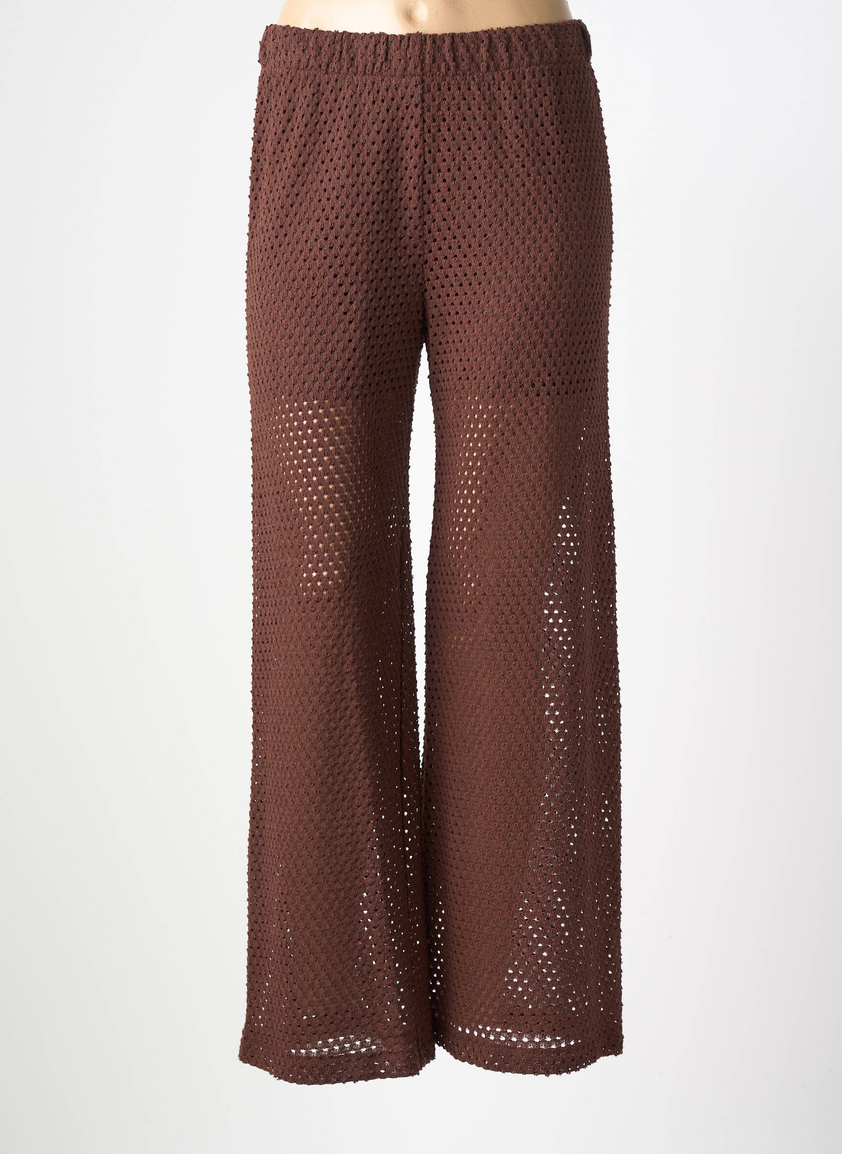 Pantalon drept talie elastică maro BANDITAS FROM MARSEILLE femeie