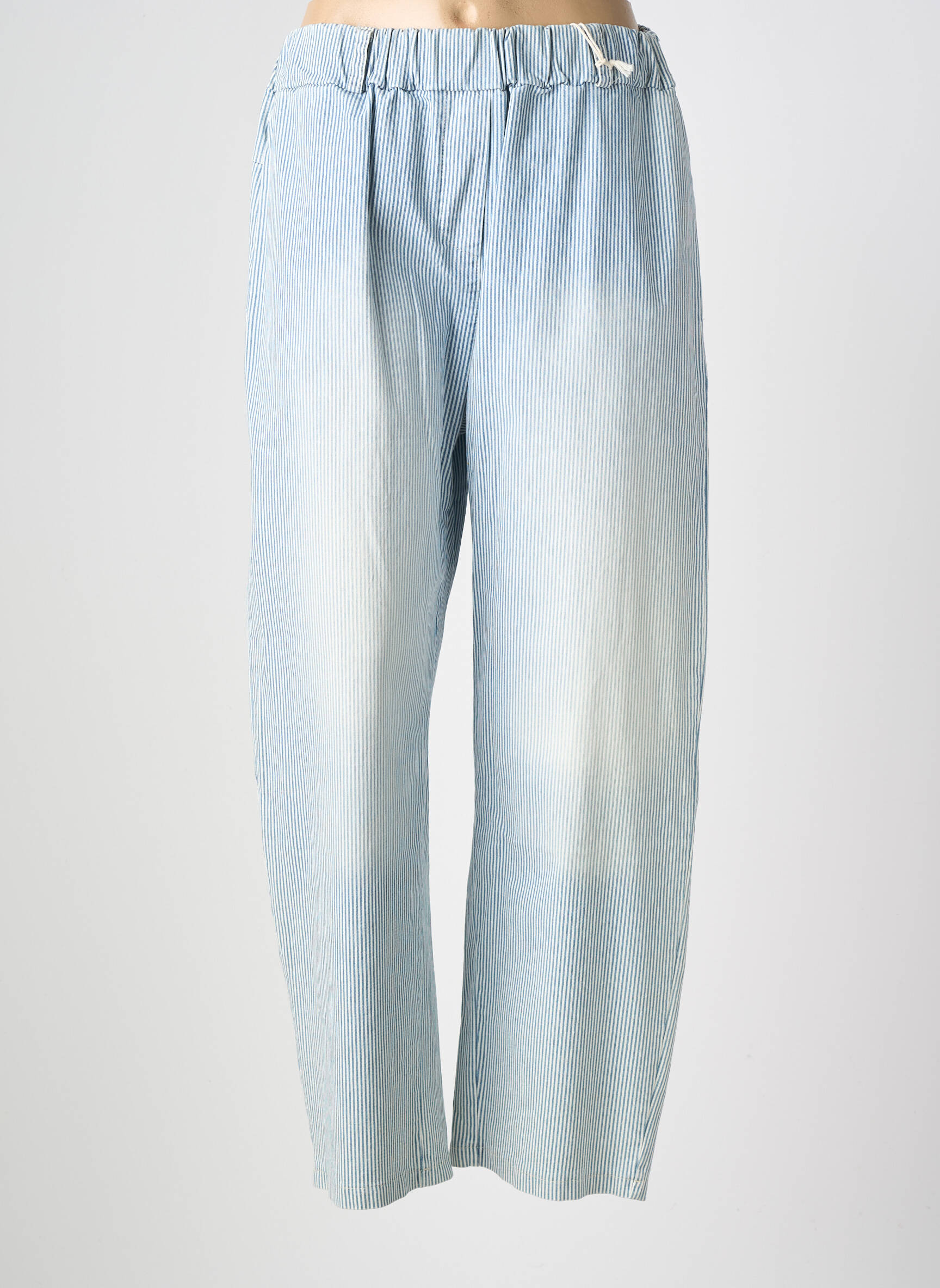 Pantalon drept talie elastică albastru BANDITAS FROM MARSEILLE femeie