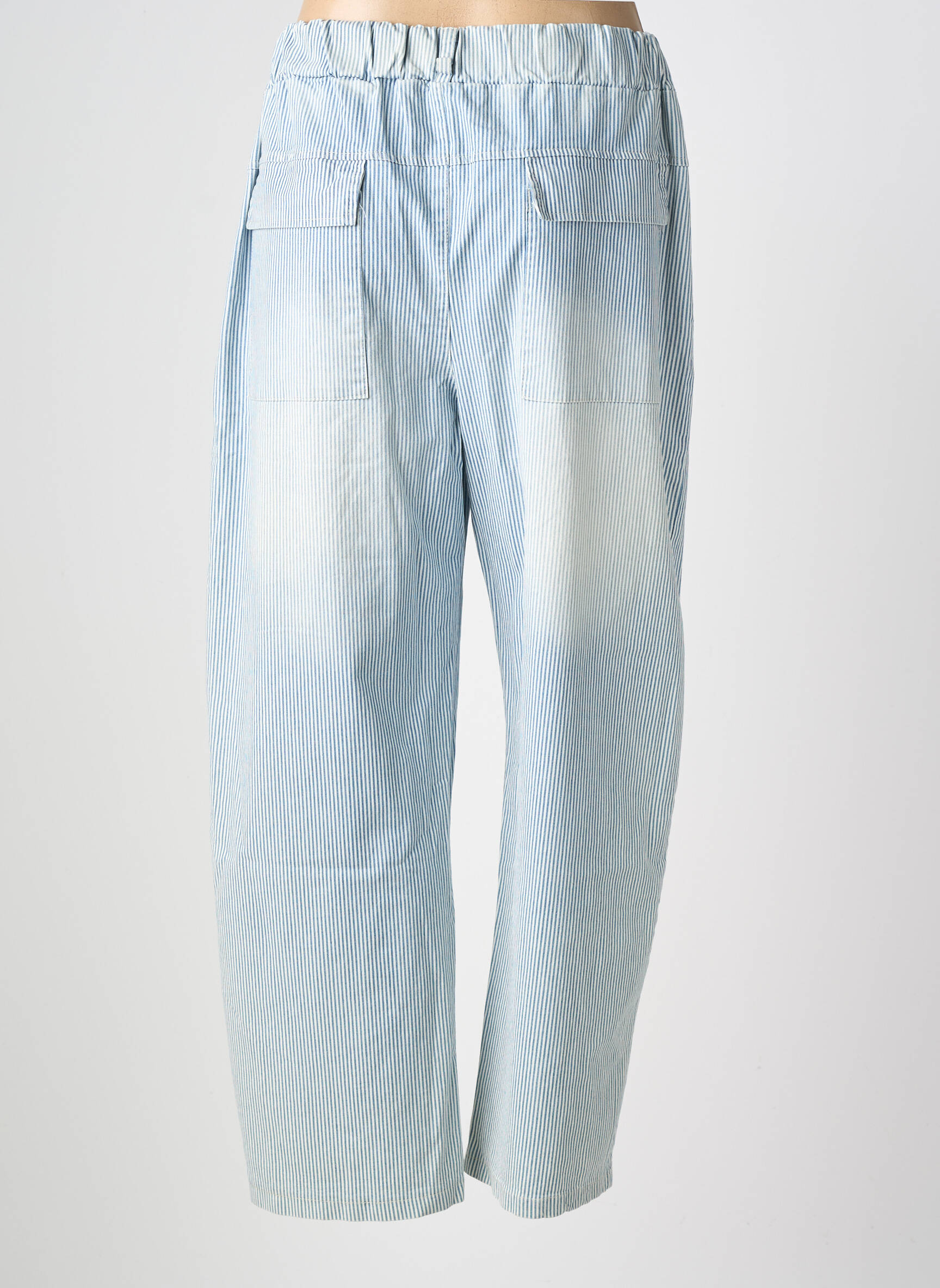 Pantalon drept talie elastică albastru BANDITAS FROM MARSEILLE femeie