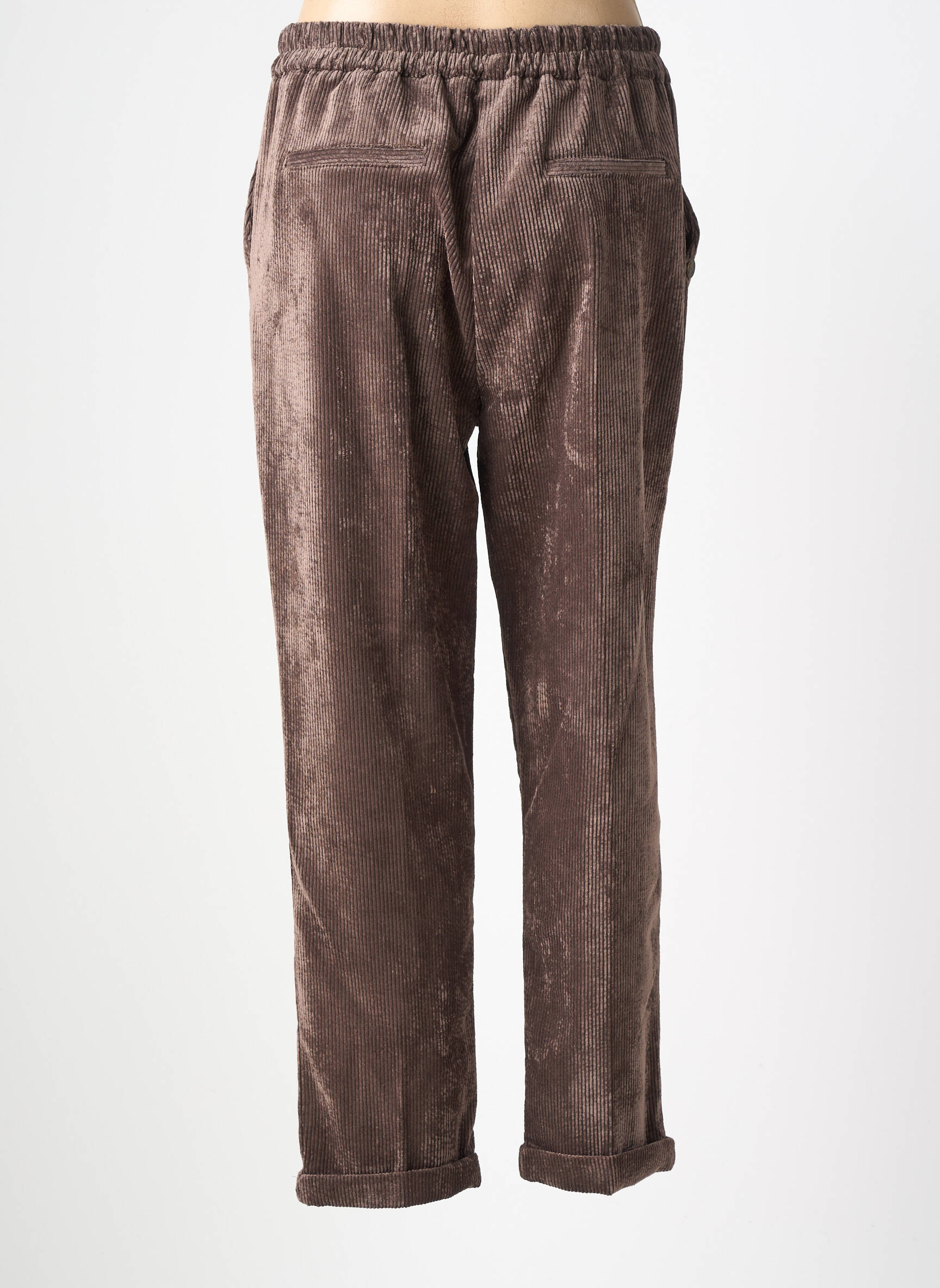 Pantalon drept talie elastică maro PAKO LITTO femeie