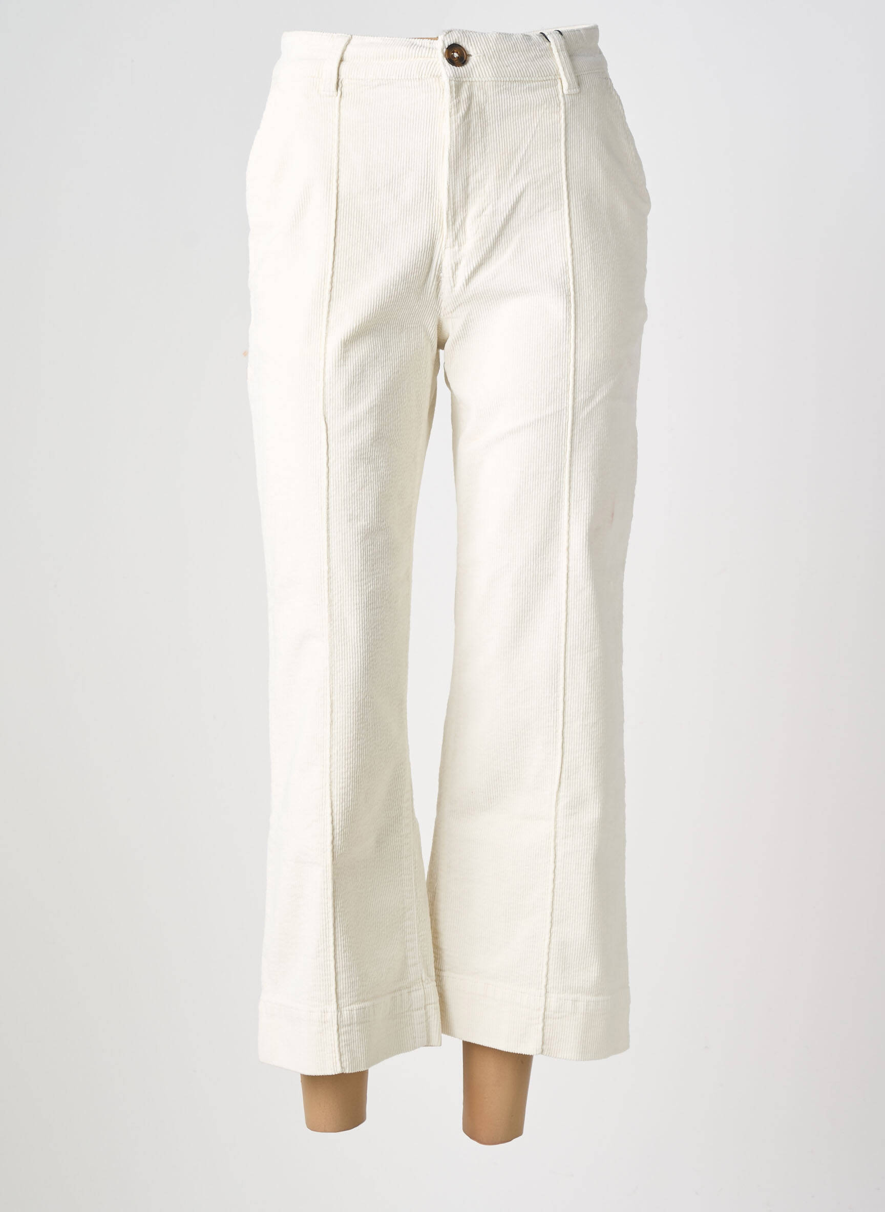 Pantalon 7/8 închidere cu fermoar sub clapetă cu nasturi alb B.YOUNG femeie
