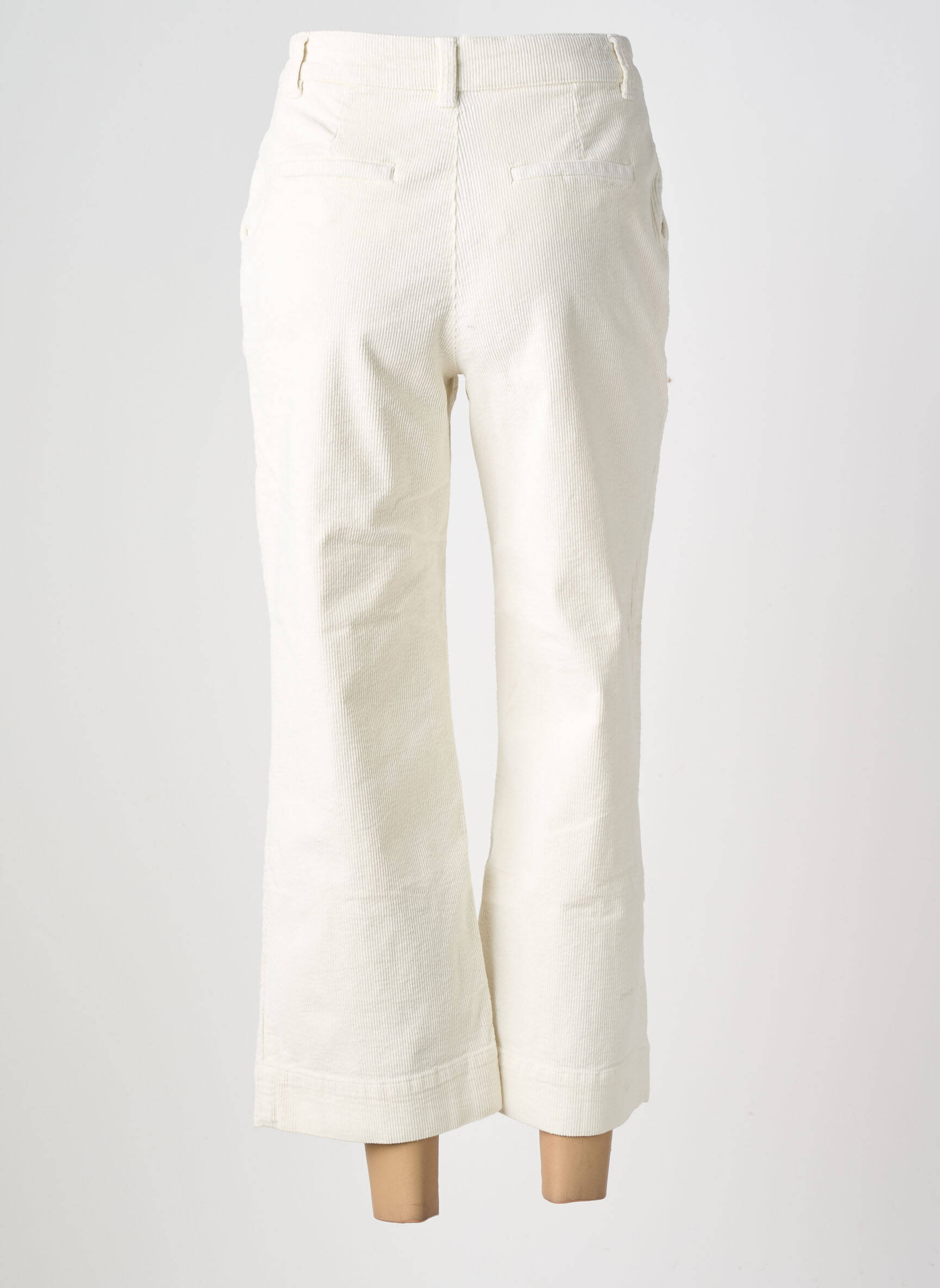 Pantalon 7/8 închidere cu fermoar sub clapetă cu nasturi alb B.YOUNG femeie