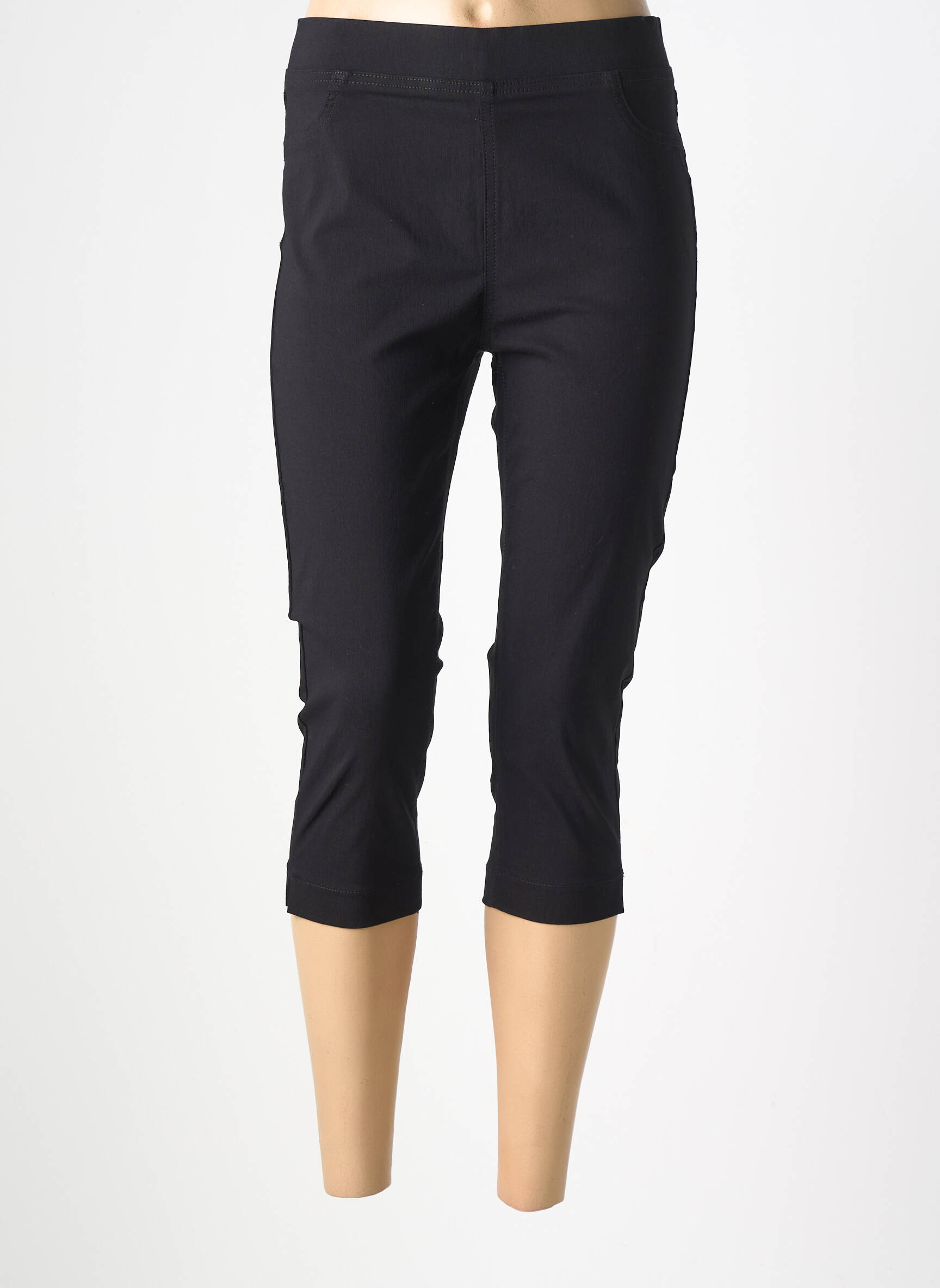 Pantalon trei sferturi talie elastică negru B.YOUNG femeie