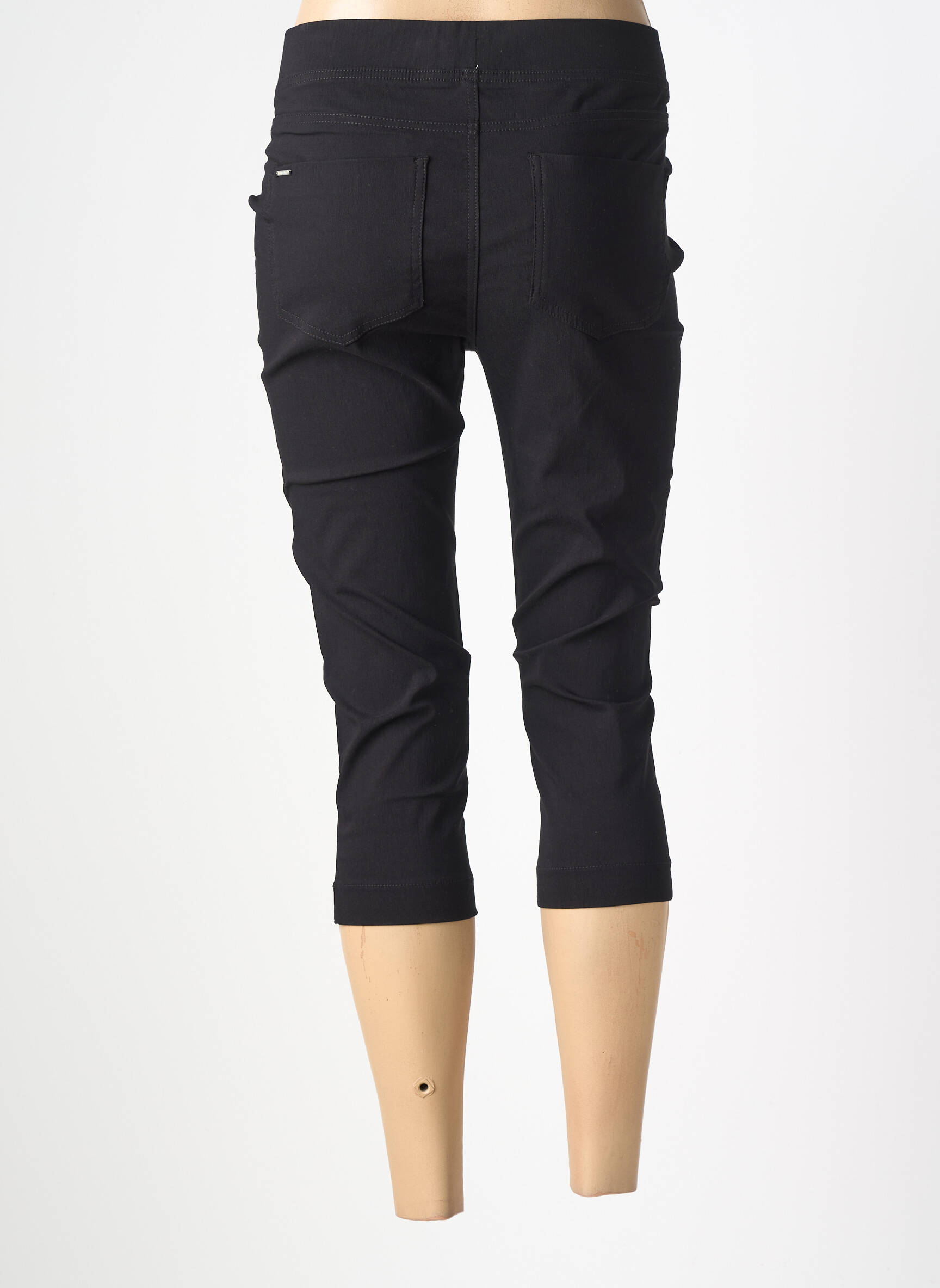 Pantalon trei sferturi talie elastică negru B.YOUNG femeie