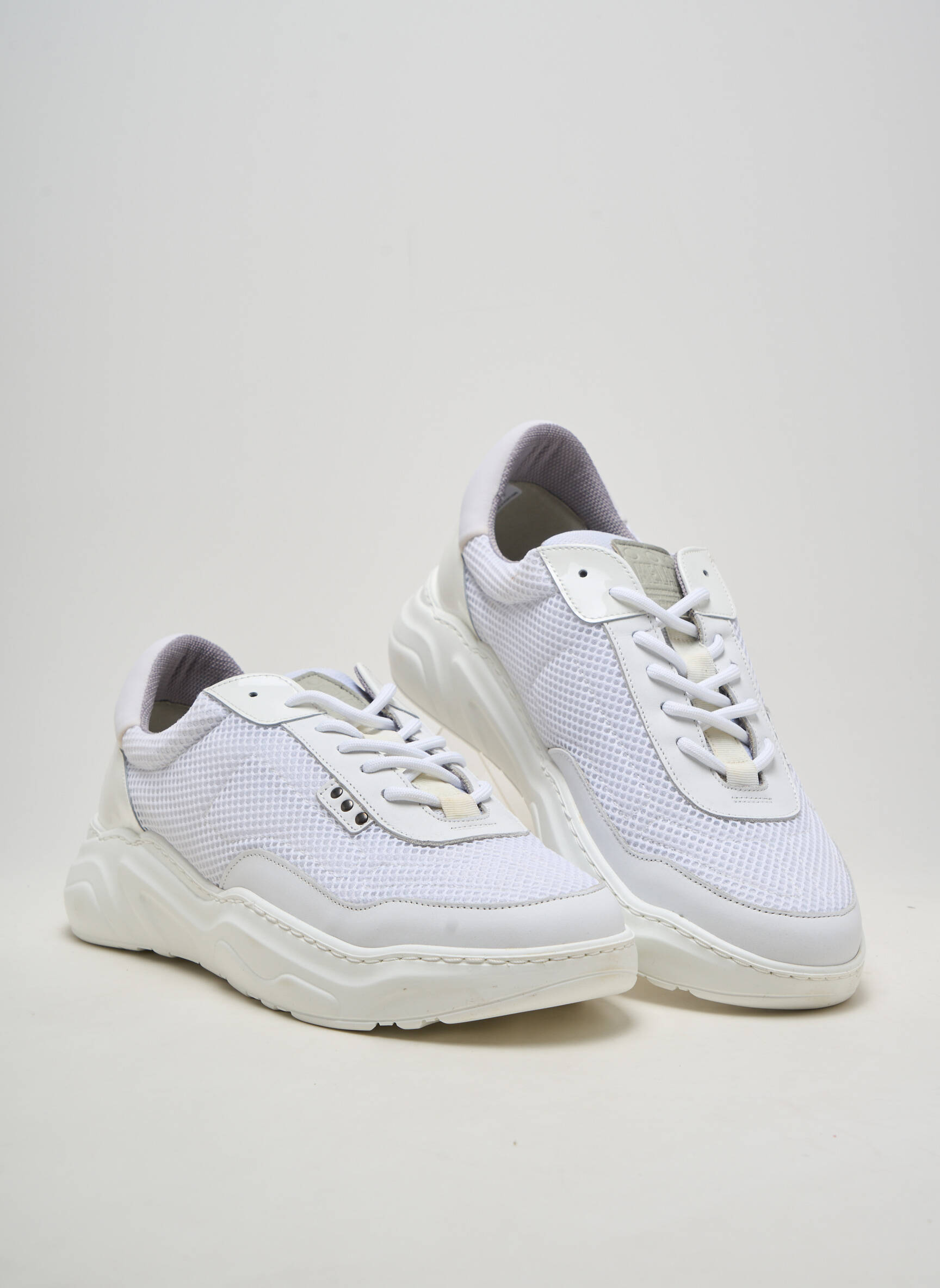 Adidași vârf rotund toc de 4 la 6 cm alb ME.LAND femeie