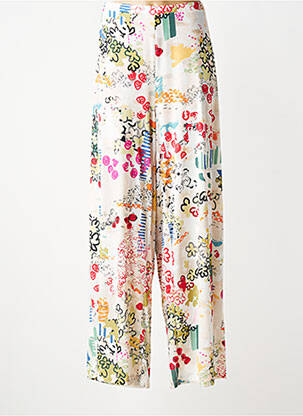Pantalon larg țesătură poplin mărime normală alb MALOKA femeie