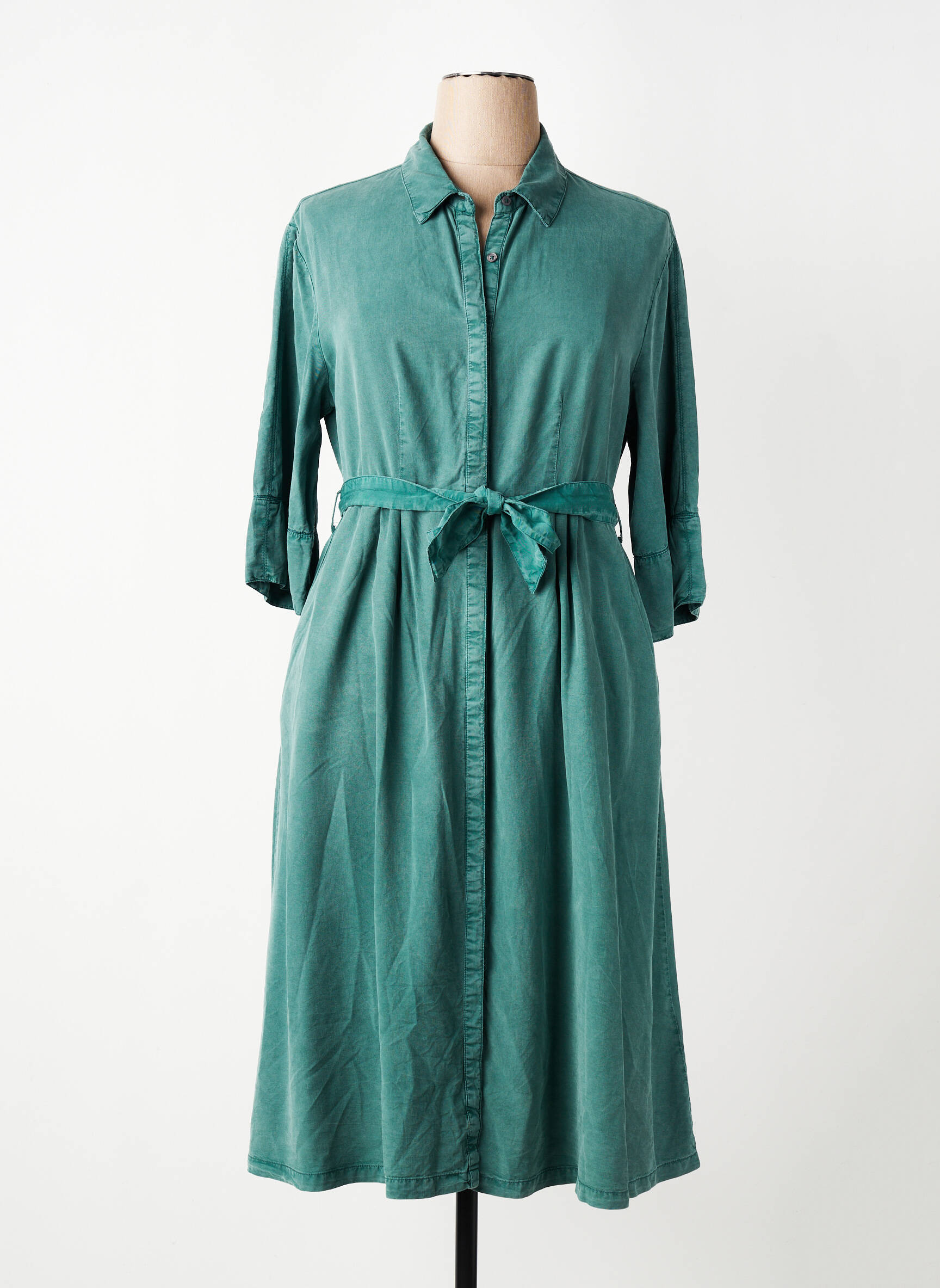 Rochie midi croială fluidă mâneci lungi verde LEE COOPER femeie