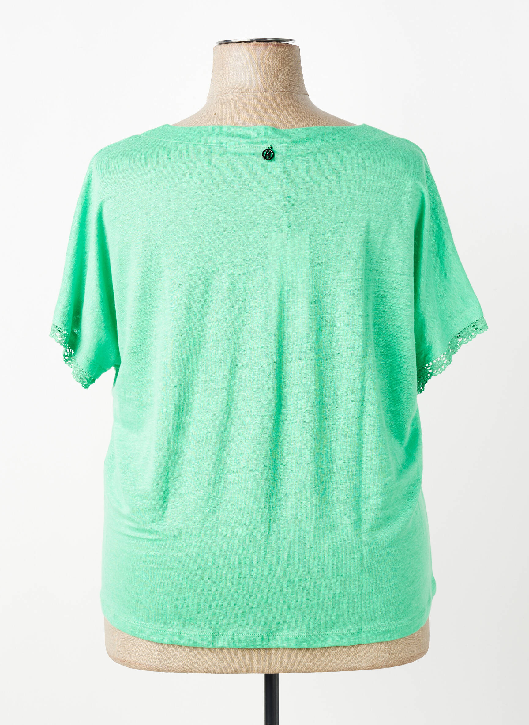 Top elasticitate mâneci scurte verde MALOKA femeie
