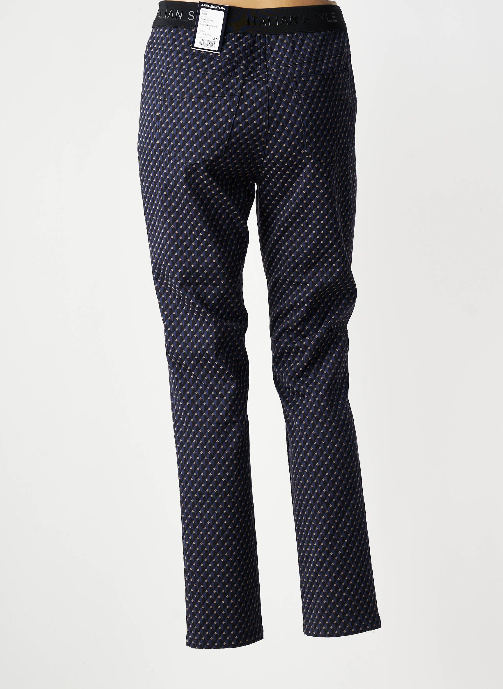 Pantalon slim talie elastică mărime normală albastru ANNA MONTANA femeie