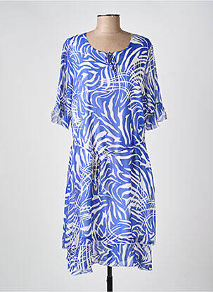 Rochie midi imprimeu fantezie mâneci scurte albastru GRIFFON femeie