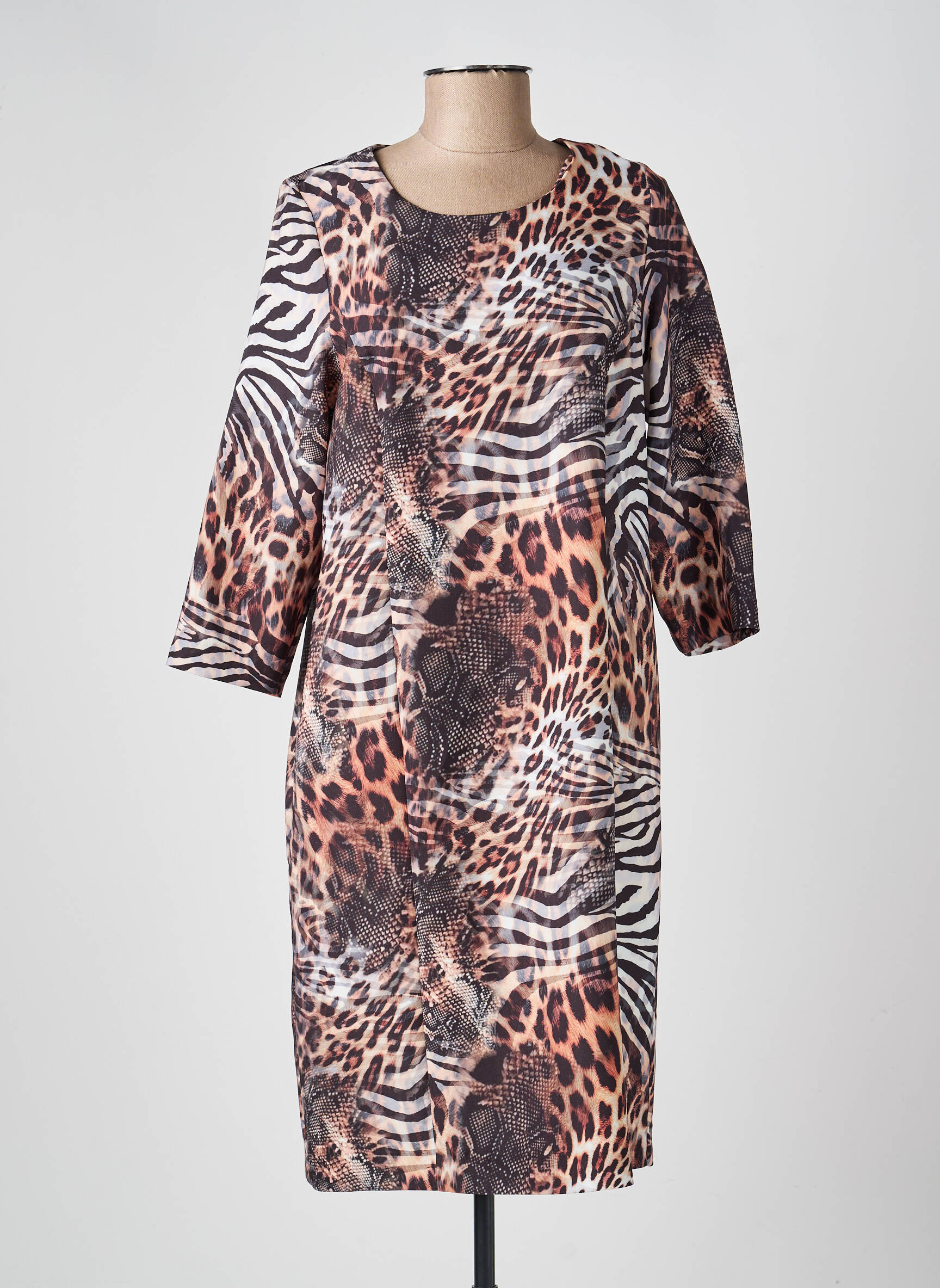 Rochie midi mâneci 3/4 mâneci 3/4 maro GREGORY PAT femeie