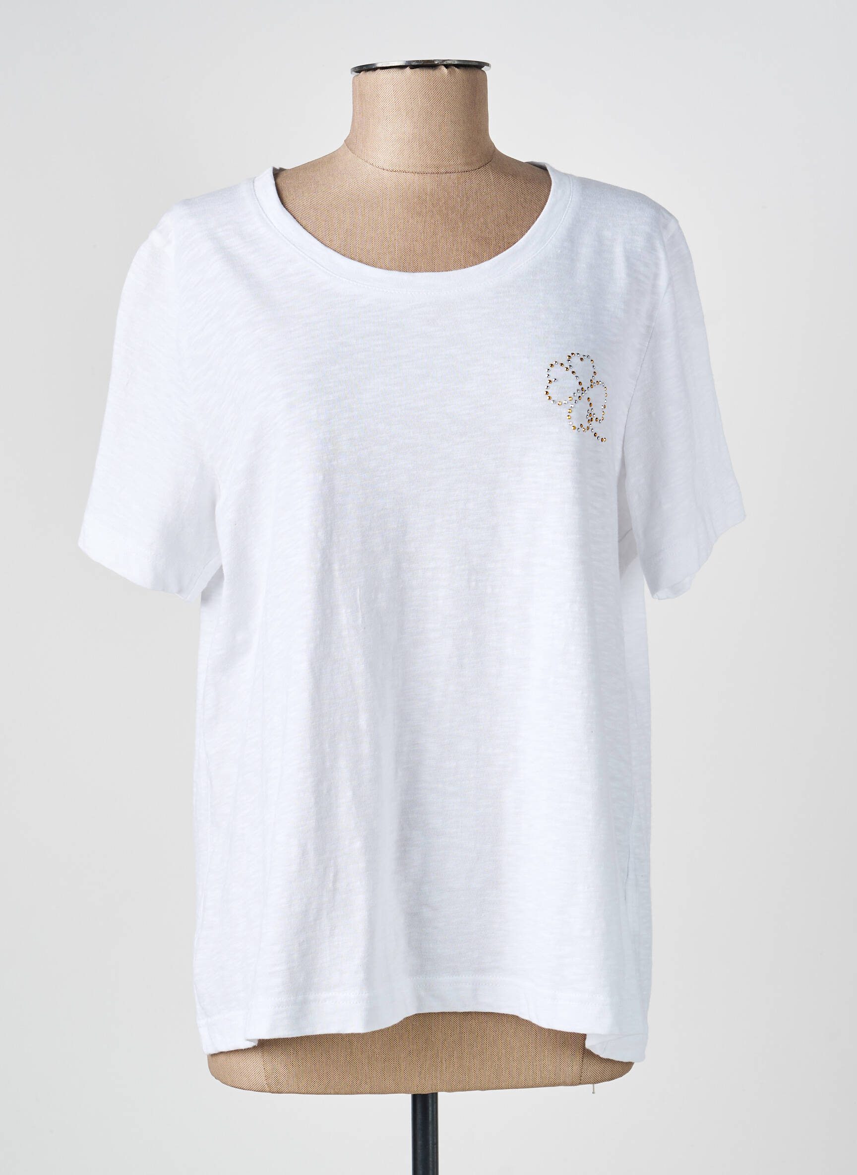 Tricou croială dreaptă mâneci scurte alb GRIFFON femeie