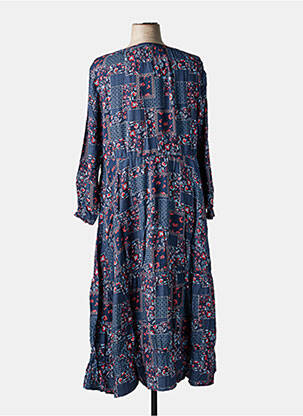 Rochie lungă imprimeu fantezie mâneci lungi albastru SHEEGO femeie
