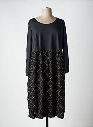 Rochie lungă imprimeu fantezie mâneci lungi negru SHEEGO femeie