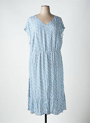 Rochie midi imprimeu floral mâneci scurte albastru SHEEGO femeie