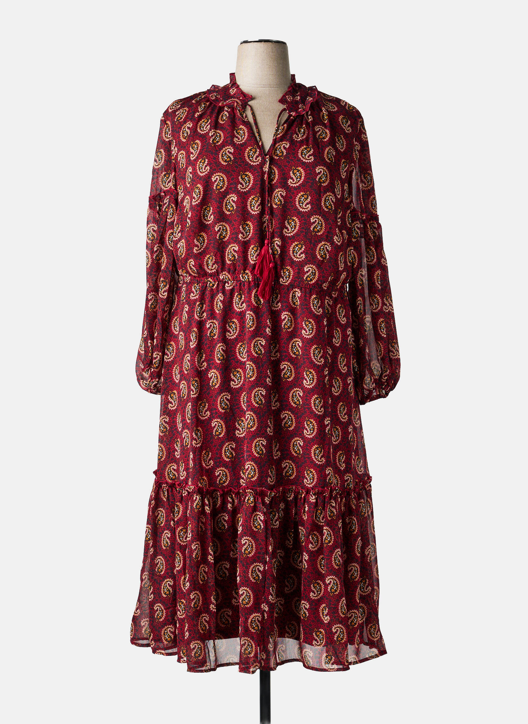 Rochie lungă mâneci lungi mâneci lungi roșu SHEEGO femeie