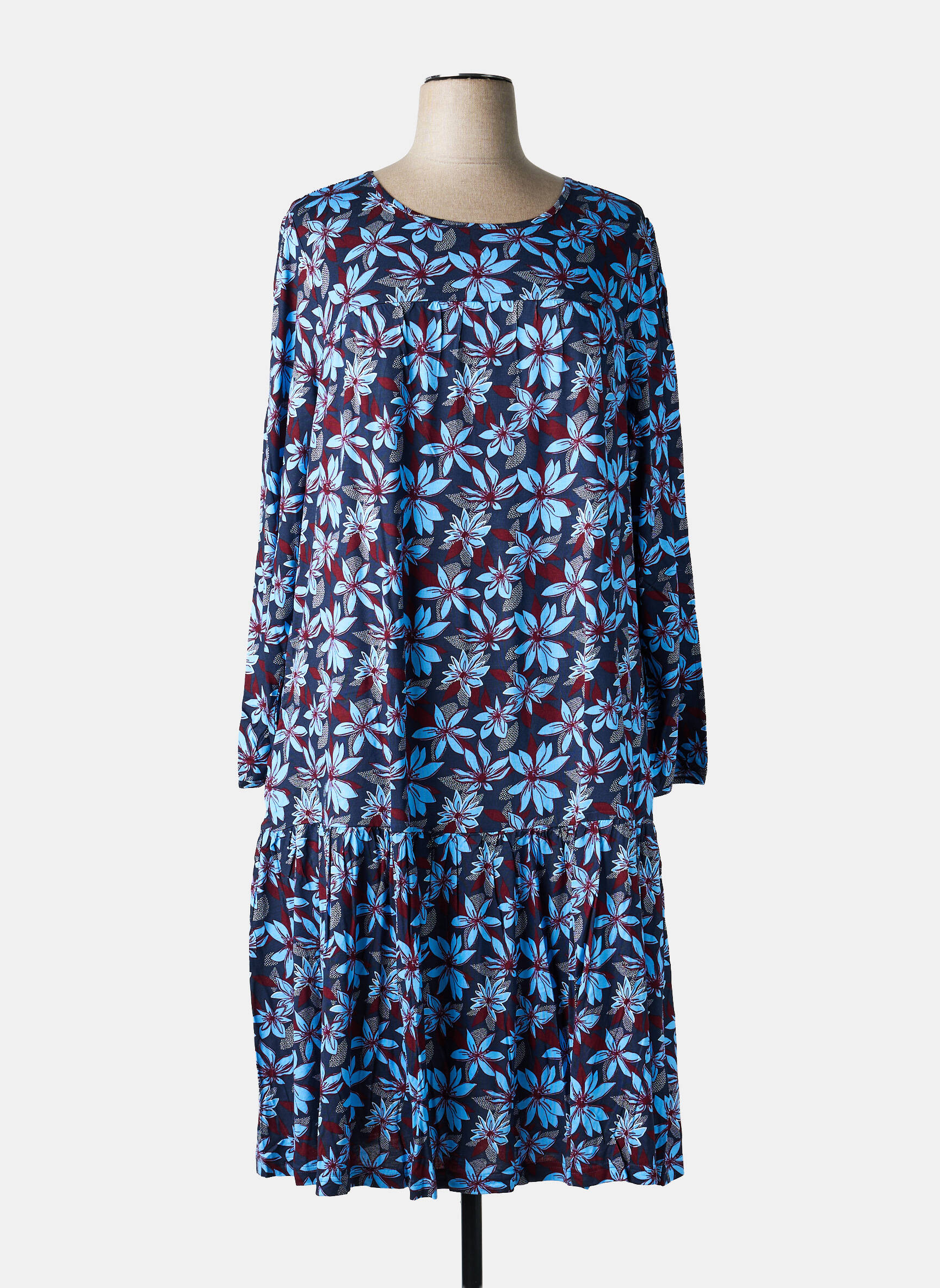 Rochie lungă mâneci lungi mâneci lungi albastru SHEEGO femeie