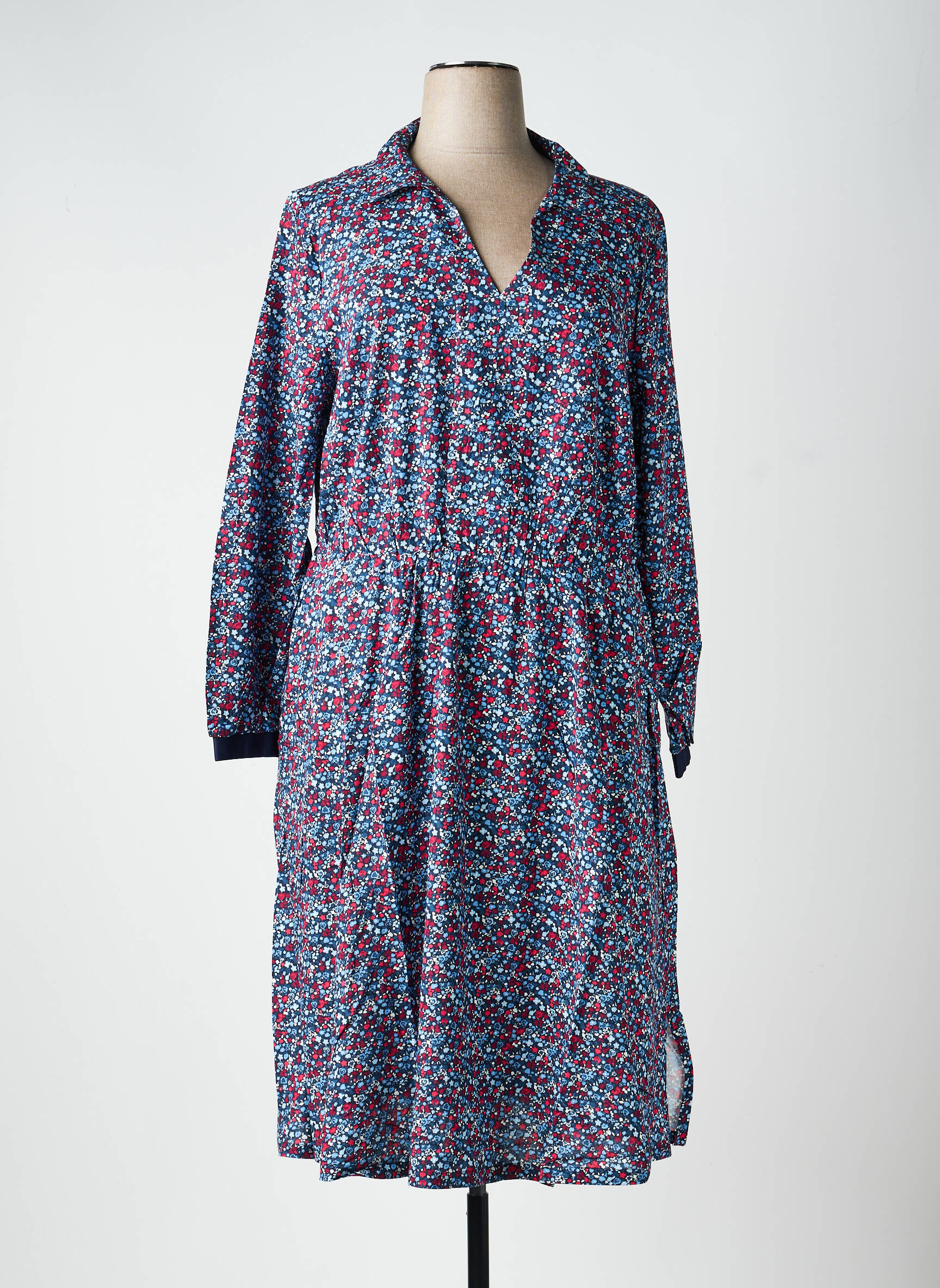 Rochie midi croială fluidă mâneci lungi albastru SHEEGO femeie