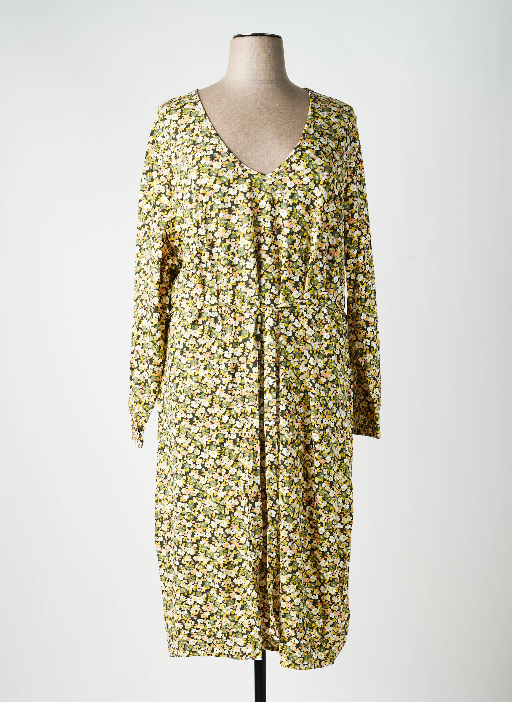 Rochie lungă imprimeu fantezie mâneci lungi verde SHEEGO femeie