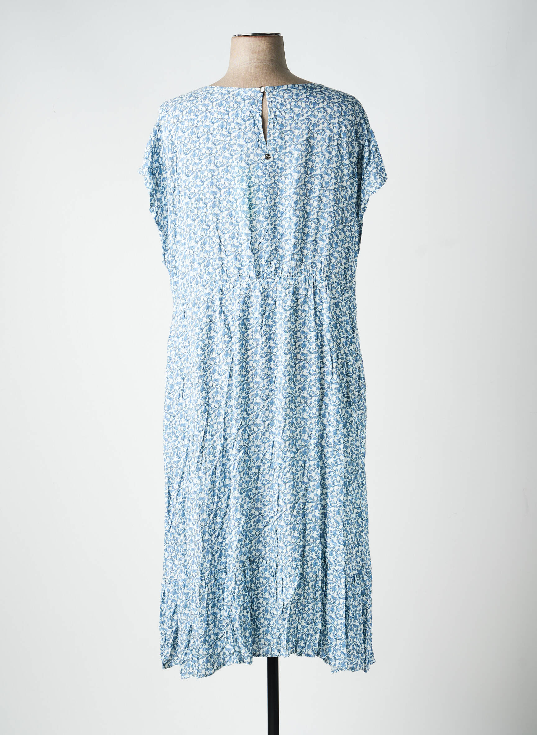 Rochie midi croială fluidă mâneci scurte albastru SHEEGO femeie