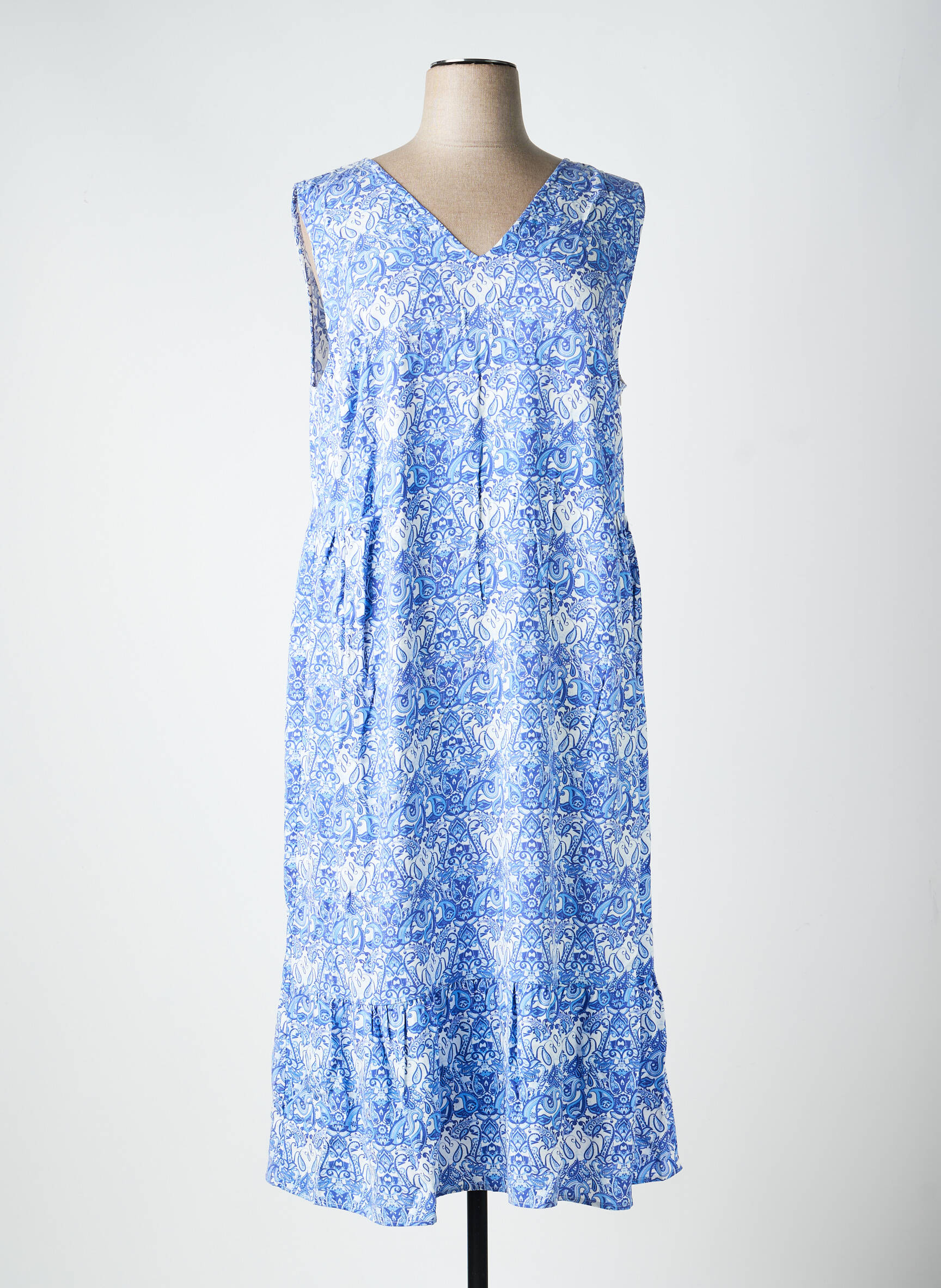 Rochie lungă croială evazată fără mâneci albastru SHEEGO femeie
