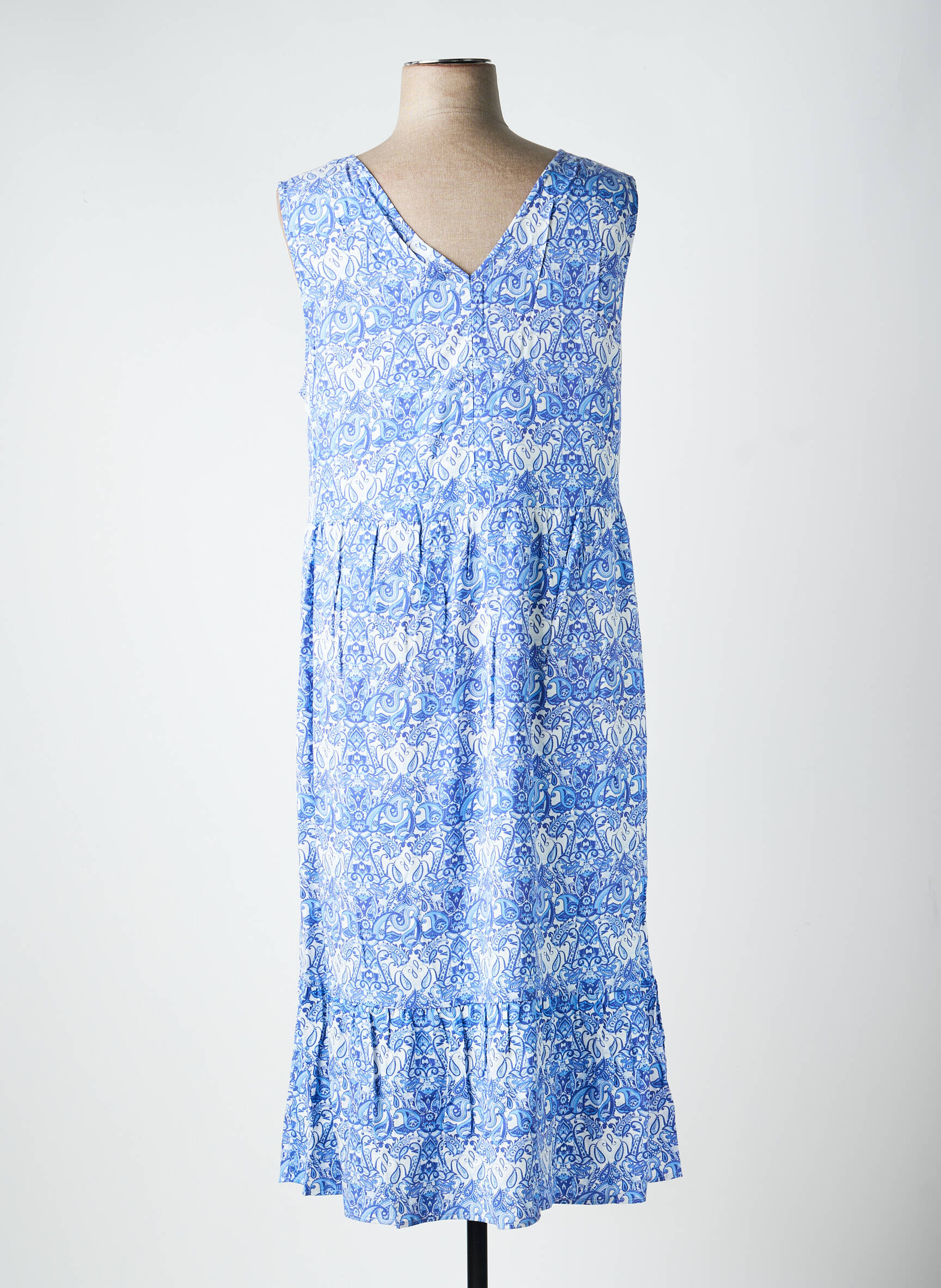 Rochie lungă croială evazată fără mâneci albastru SHEEGO femeie