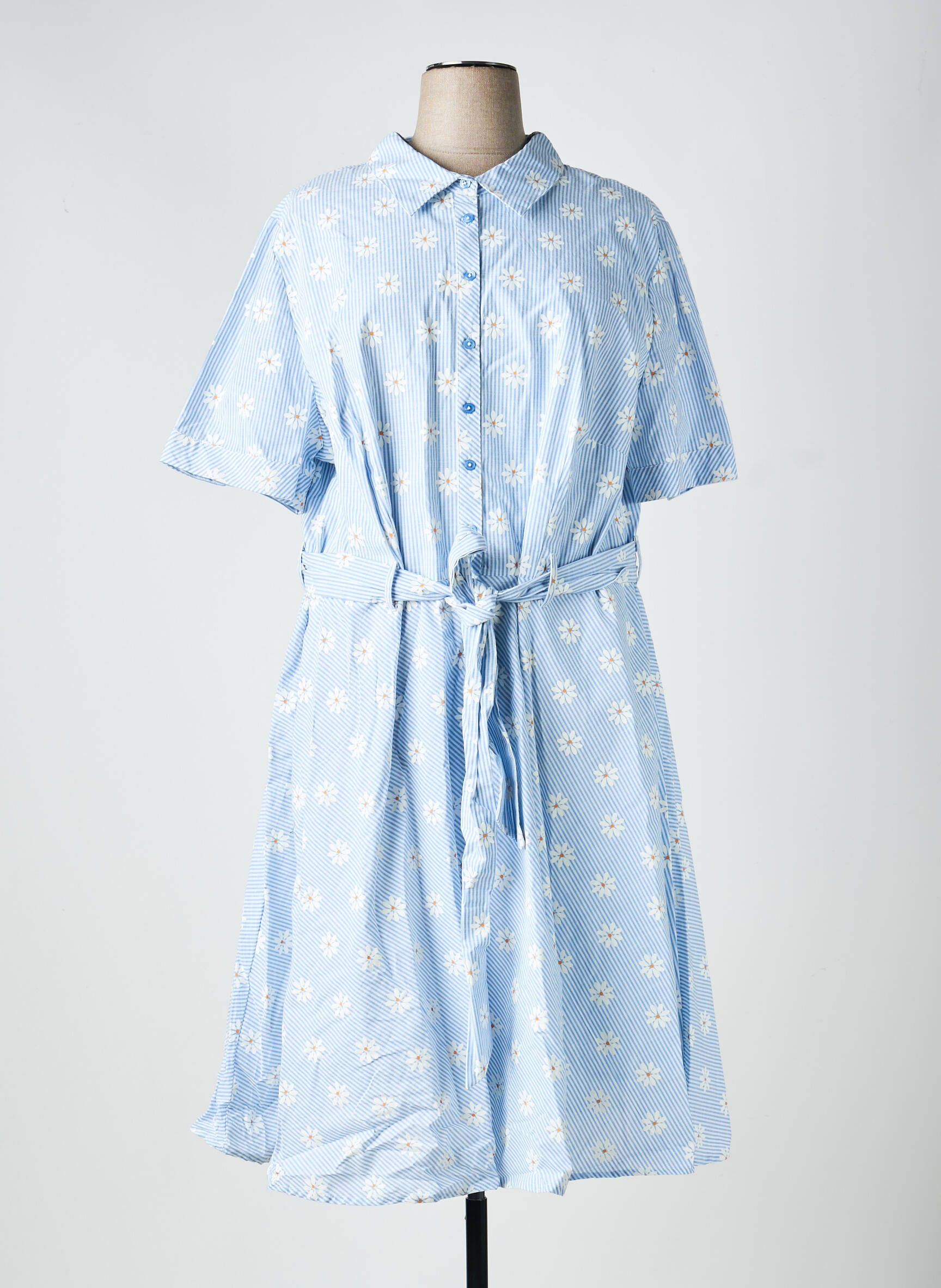 Rochie midi mâneci scurte mâneci scurte albastru SHEEGO femeie