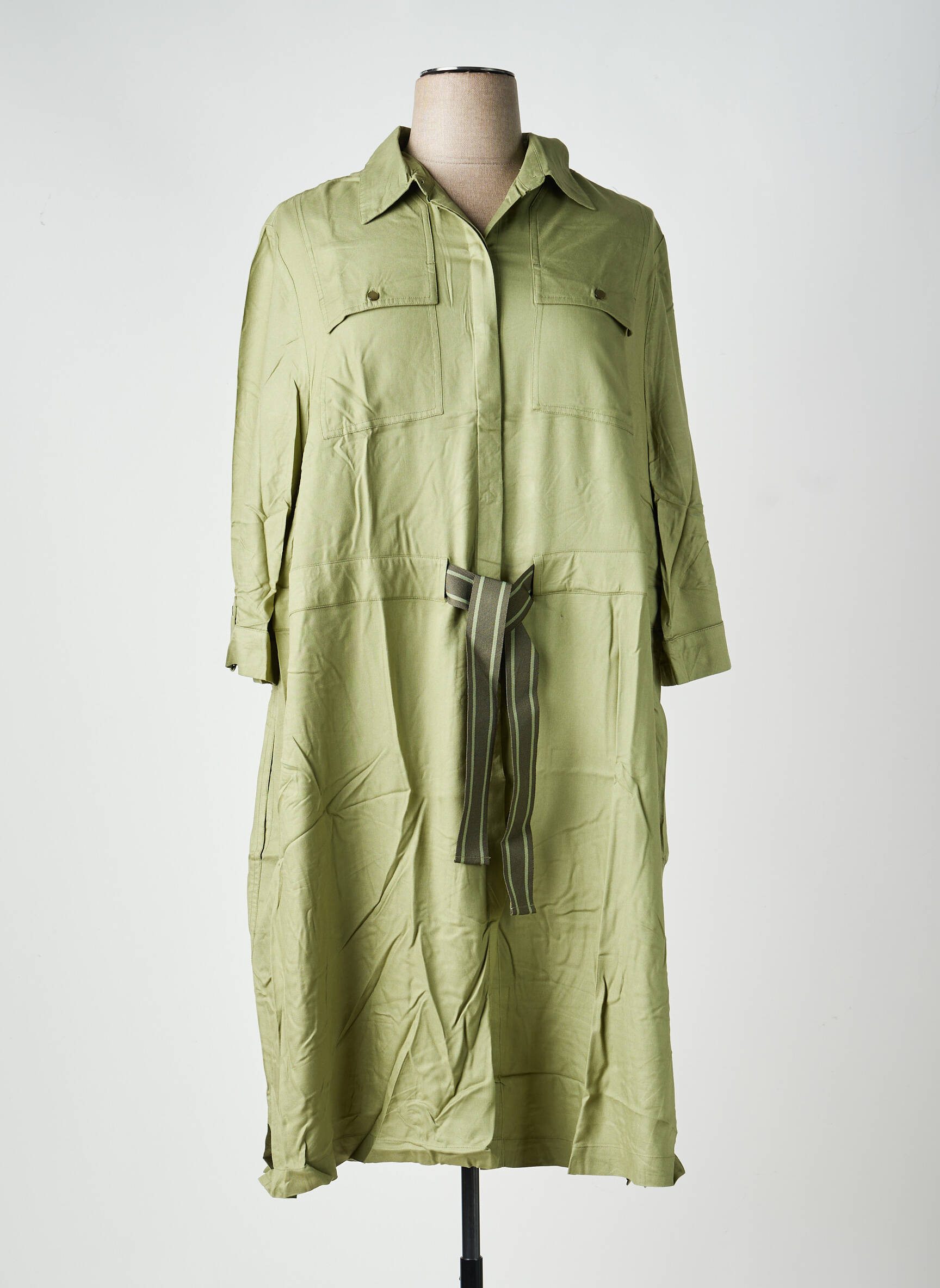 Rochie midi croială fluidă mâneci lungi verde SHEEGO femeie