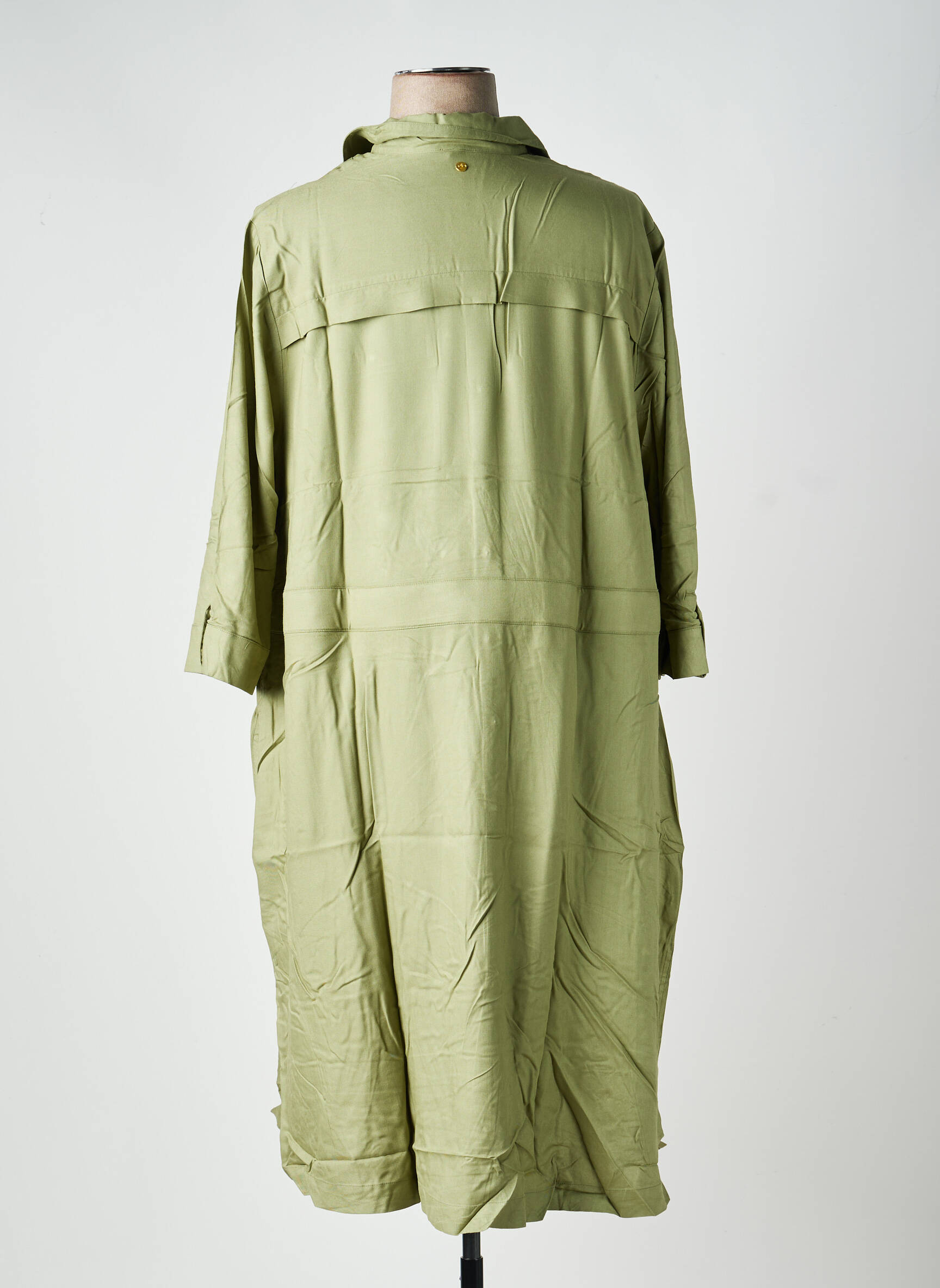 Rochie midi croială fluidă mâneci lungi verde SHEEGO femeie