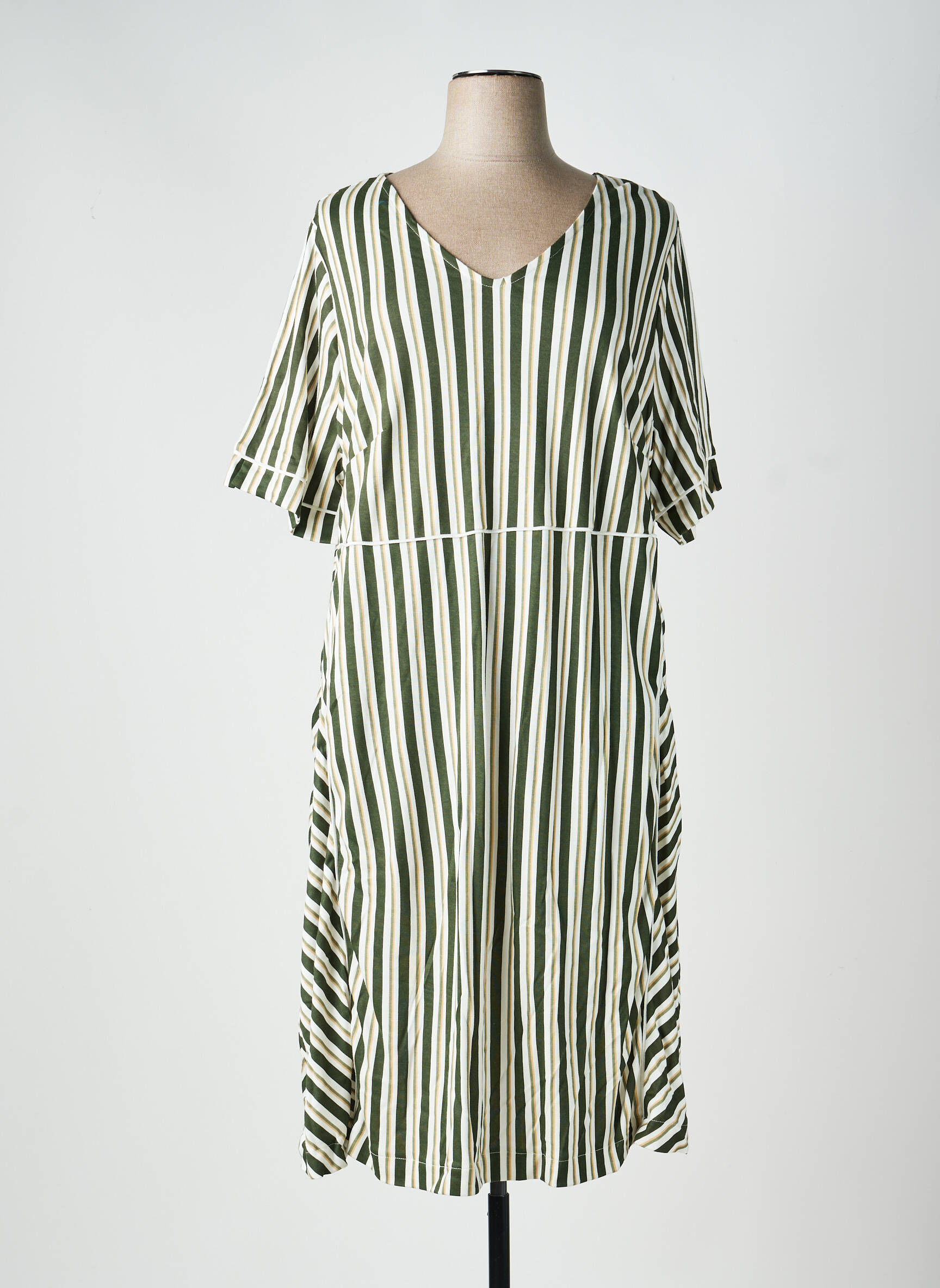 Rochie midi croială fluidă mâneci scurte verde SHEEGO femeie
