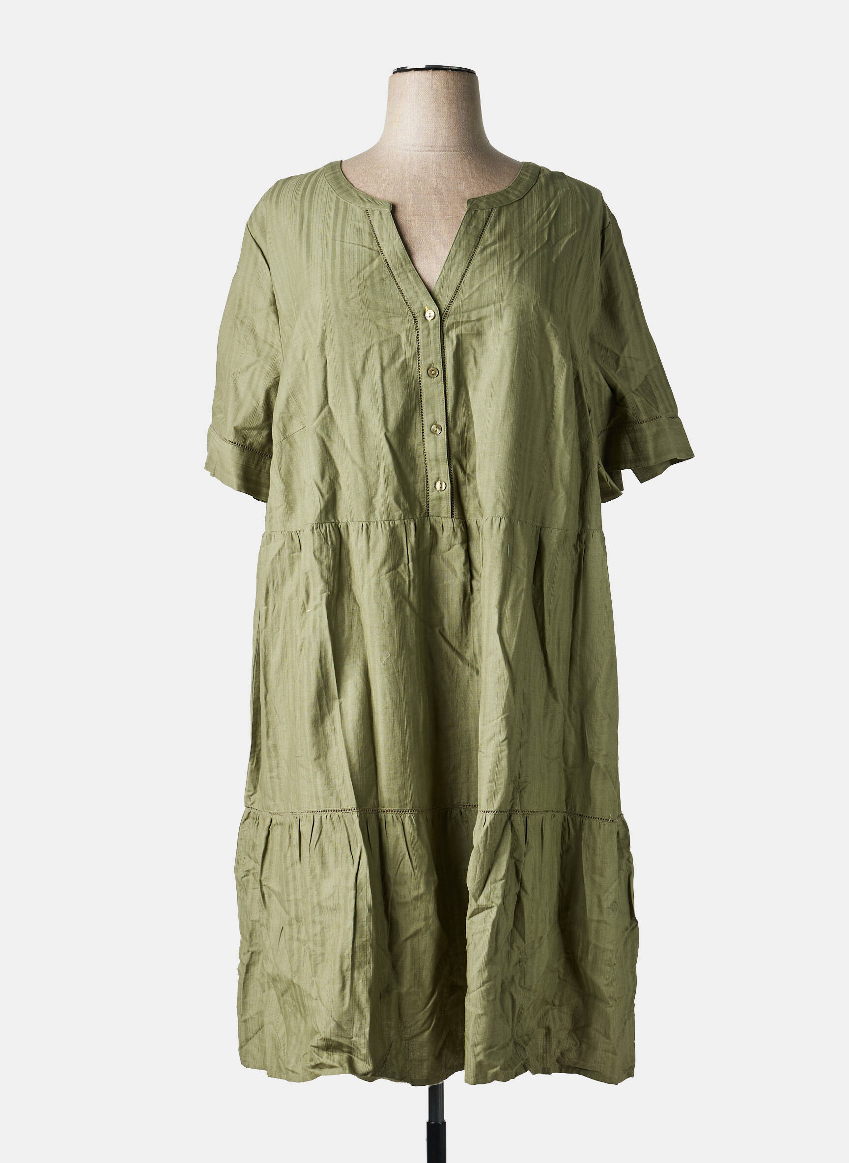 Rochie midi mâneci scurte mâneci scurte verde SHEEGO femeie