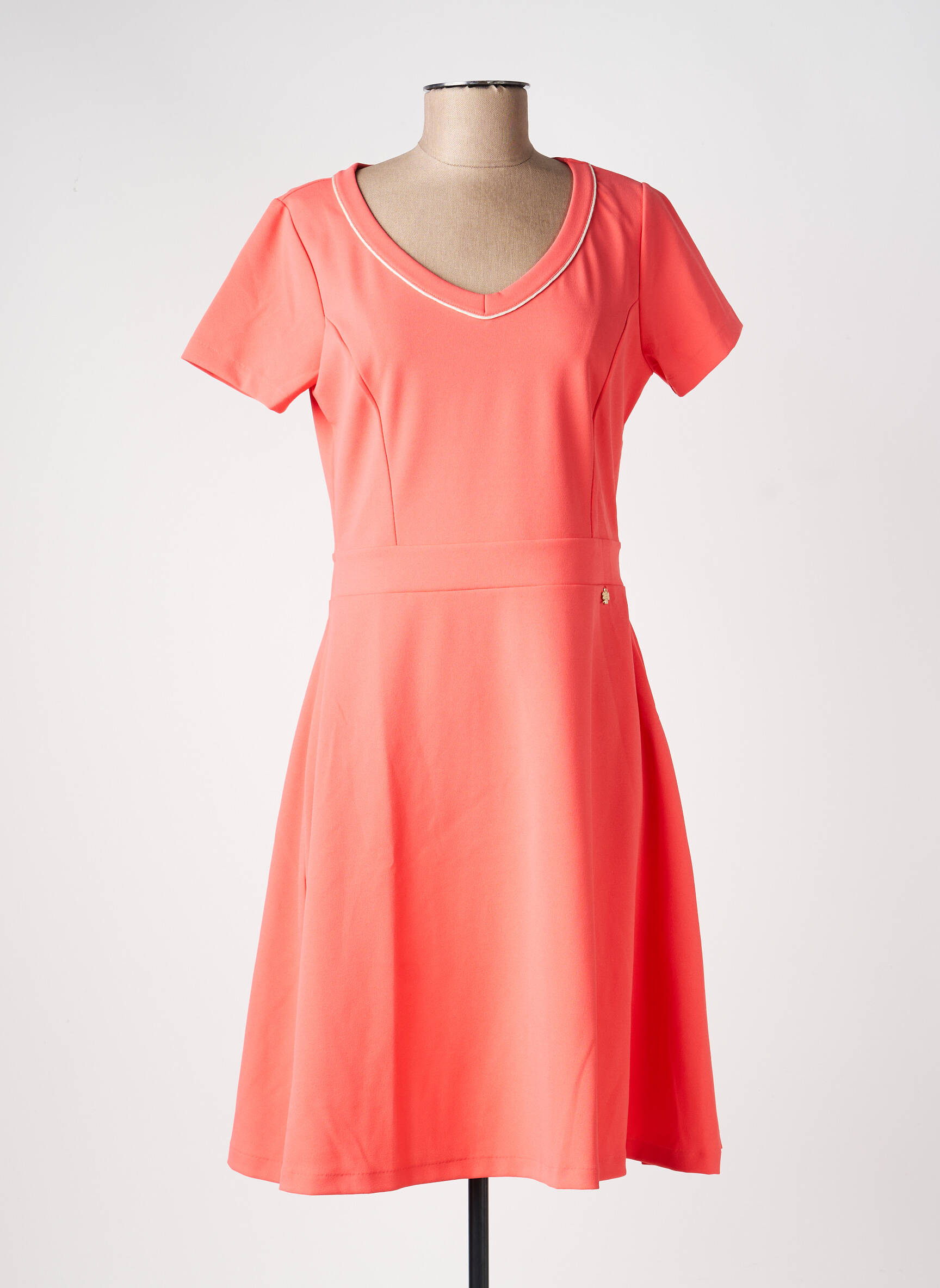 Rochie midi țesătură crep mâneci scurte roz LE PETIT BAIGNEUR femeie