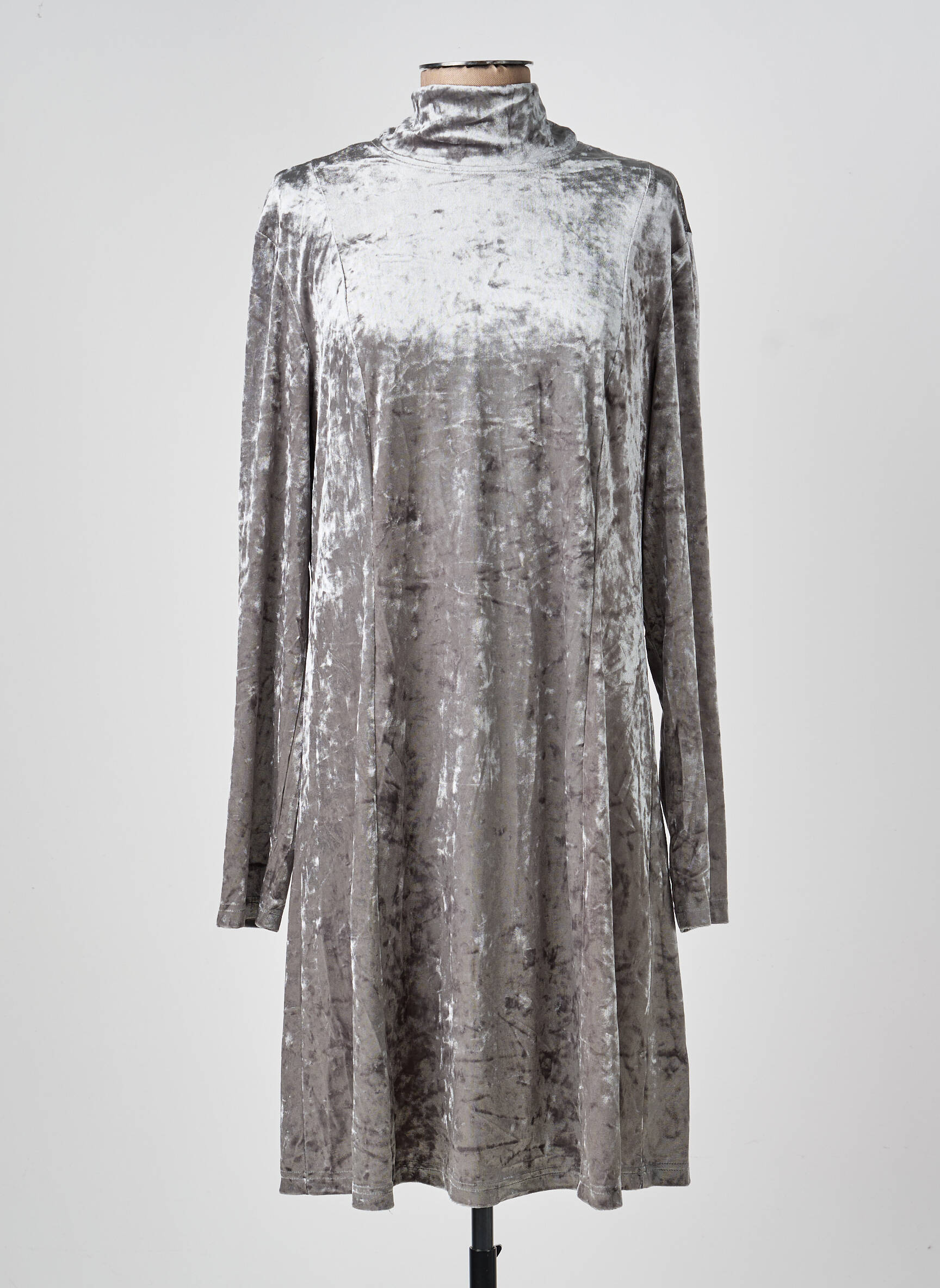 Rochie midi croială fluidă mâneci lungi gri SHEEGO femeie