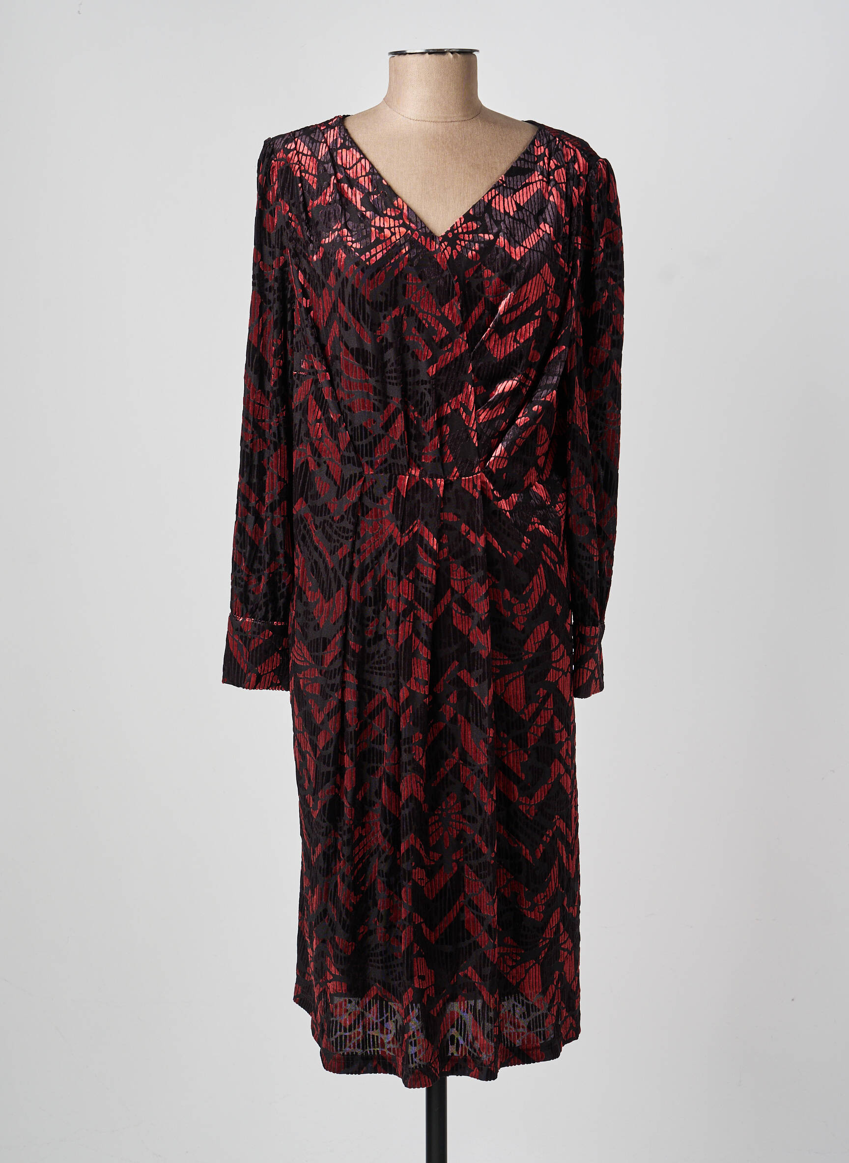 Rochie midi croială fluidă mâneci lungi negru DAMART femeie