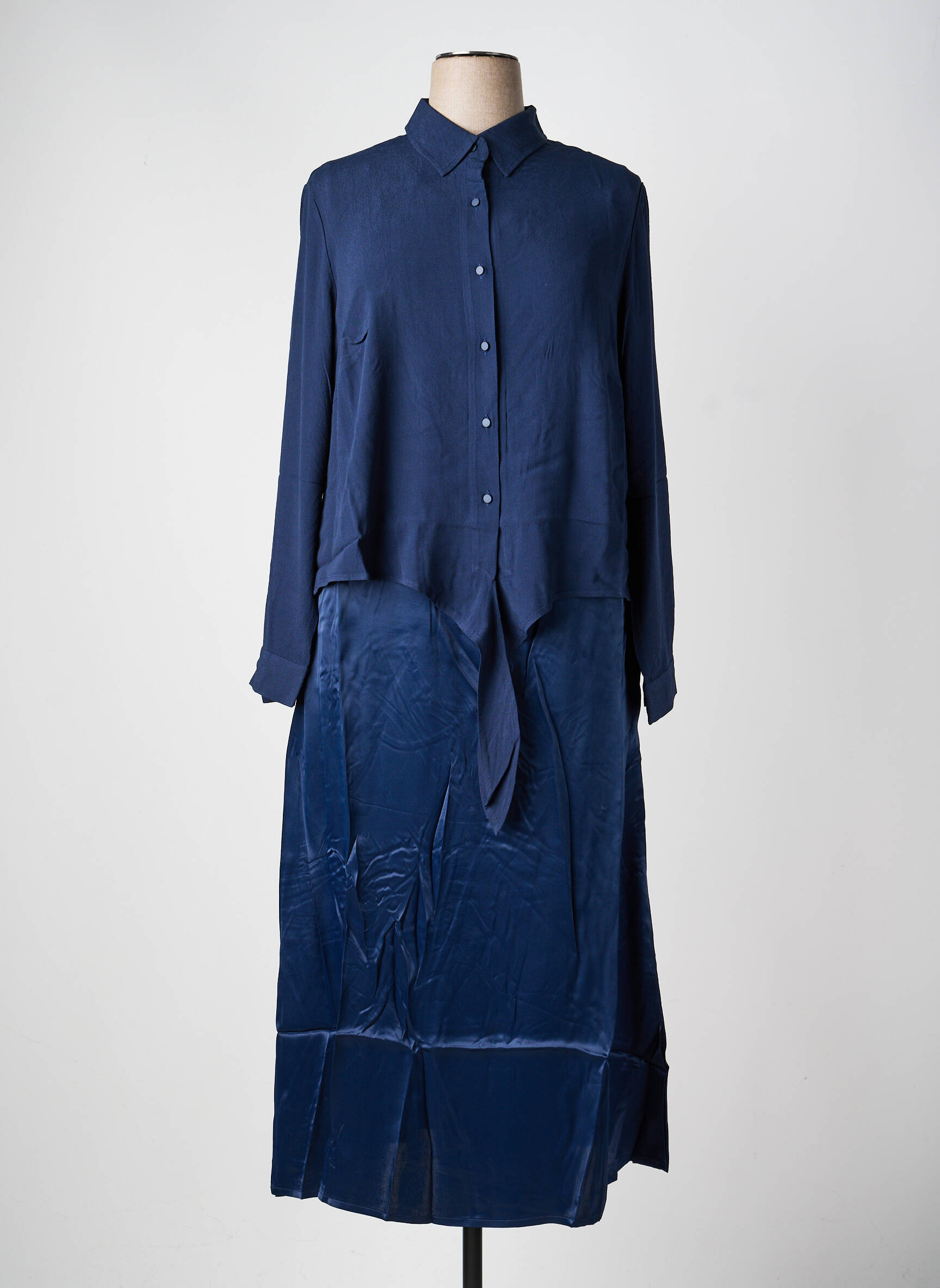 Rochie lungă mâneci lungi mâneci lungi albastru SHEEGO femeie