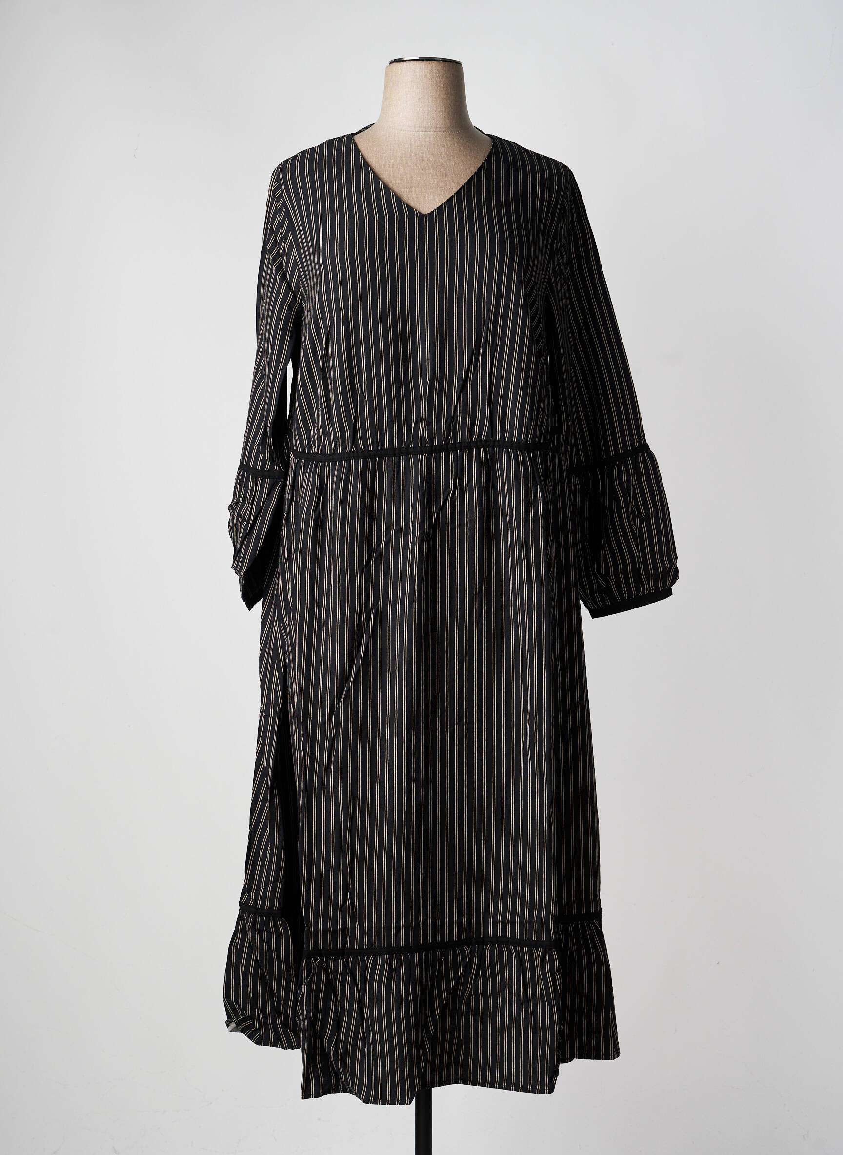 Rochie lungă mâneci lungi mâneci lungi negru SHEEGO femeie