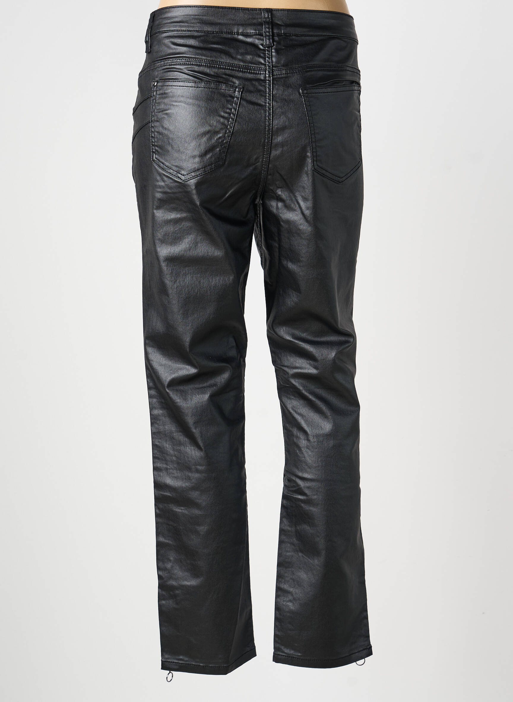 Pantalon drept închidere cu fermoar sub clapetă cu nasturi negru HEINE femeie