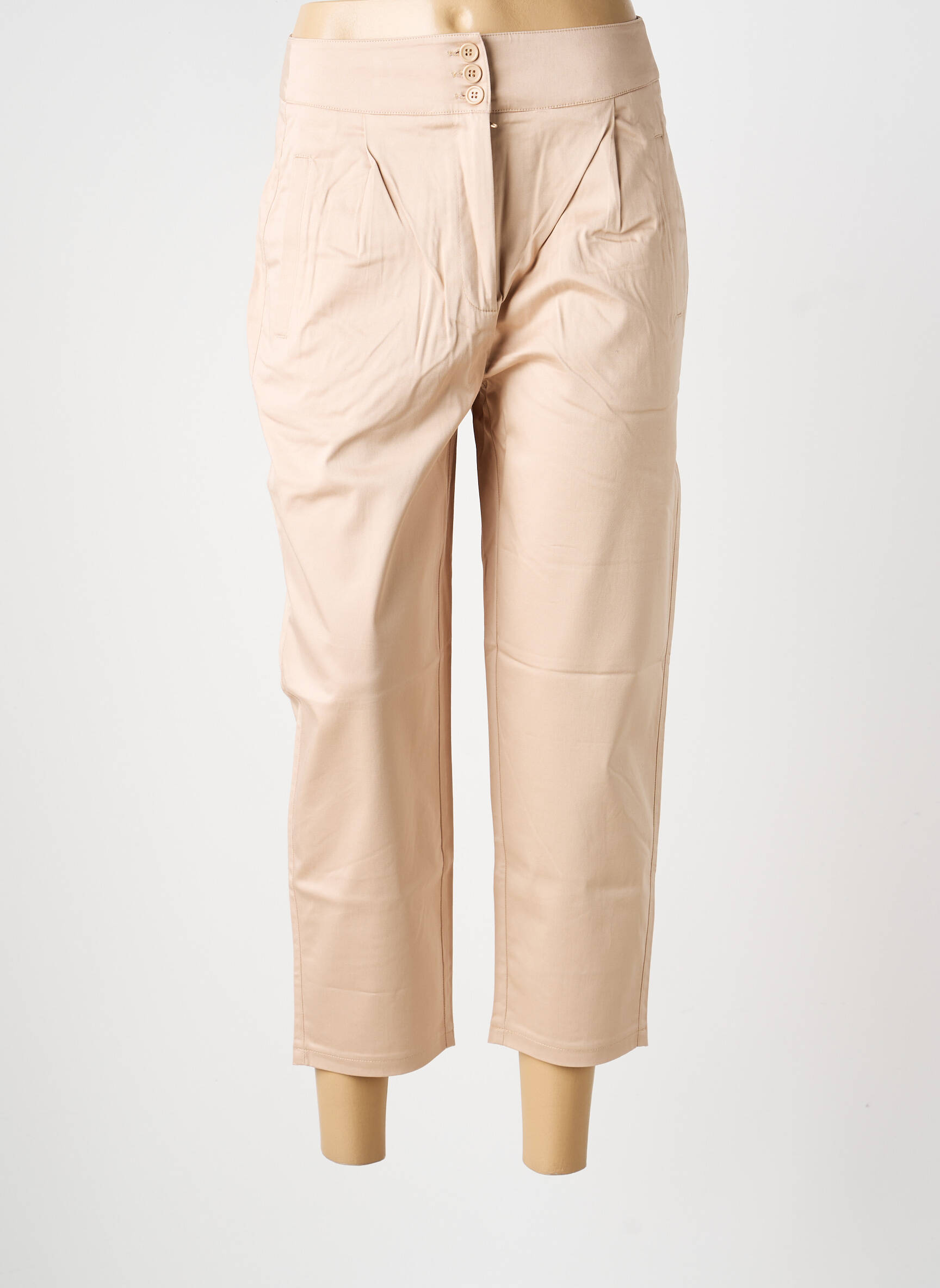 Pantalon 7/8 închidere cu fermoar sub clapetă cu cârlig bej ASHLEY BROOKE femeie