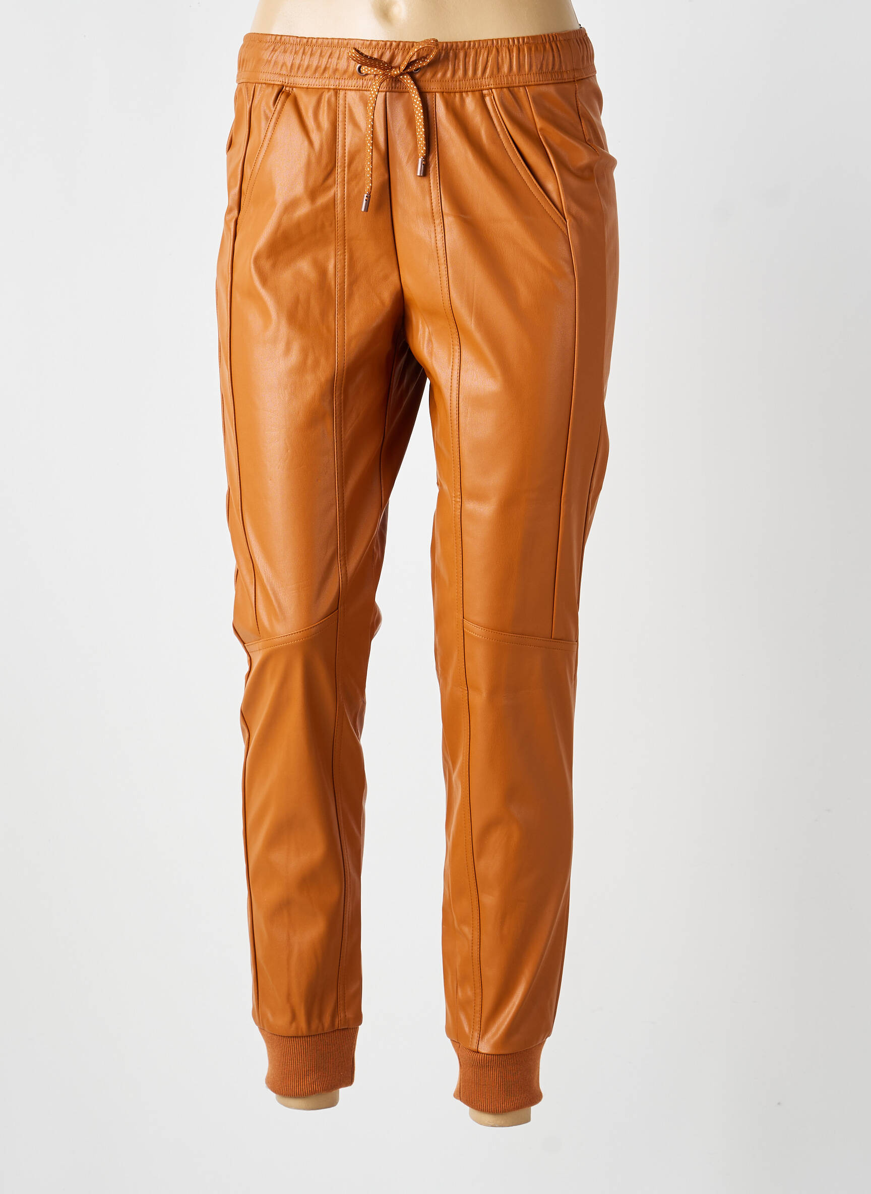 Pantalon drept talie elastică mărime normală portocalie LINEA TESINI femeie